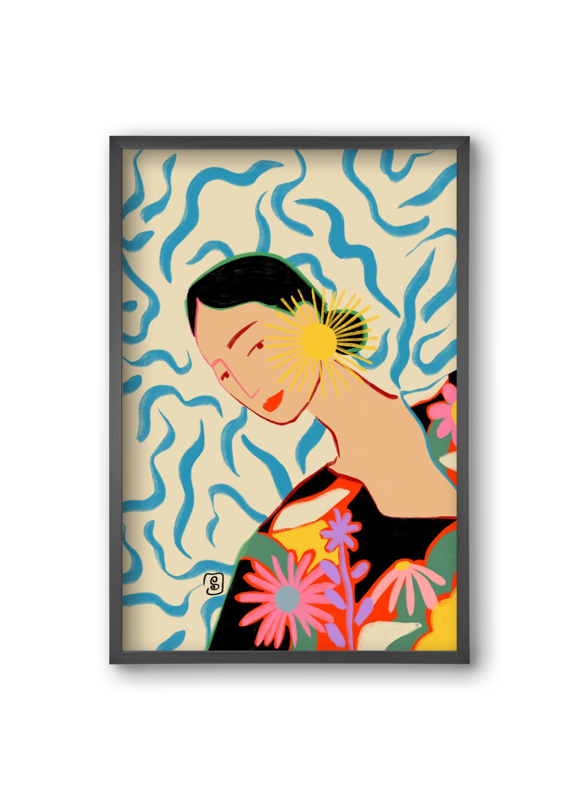 SUN AND SMILE, 20x30 cm (20x30 cm), Fekete keret