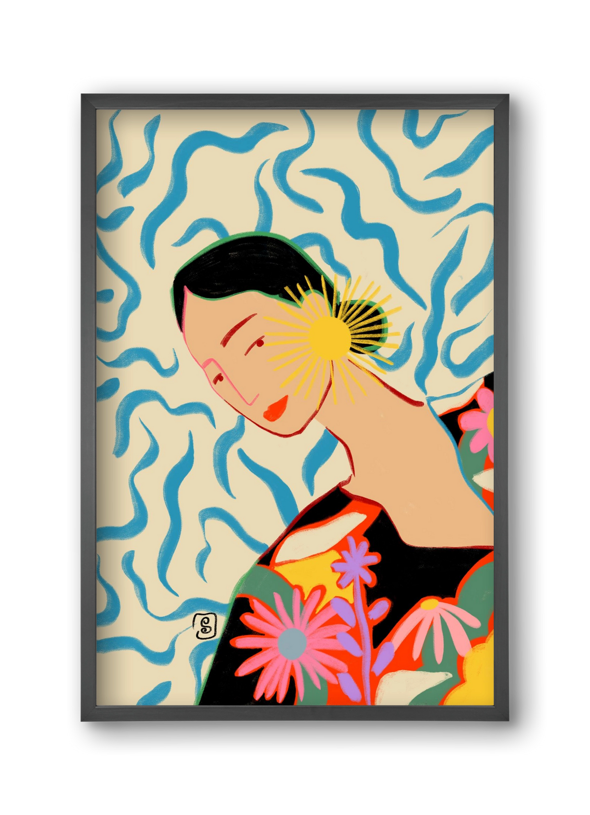 SUN AND SMILE, 30x45 cm (30x45 cm), Fekete keret