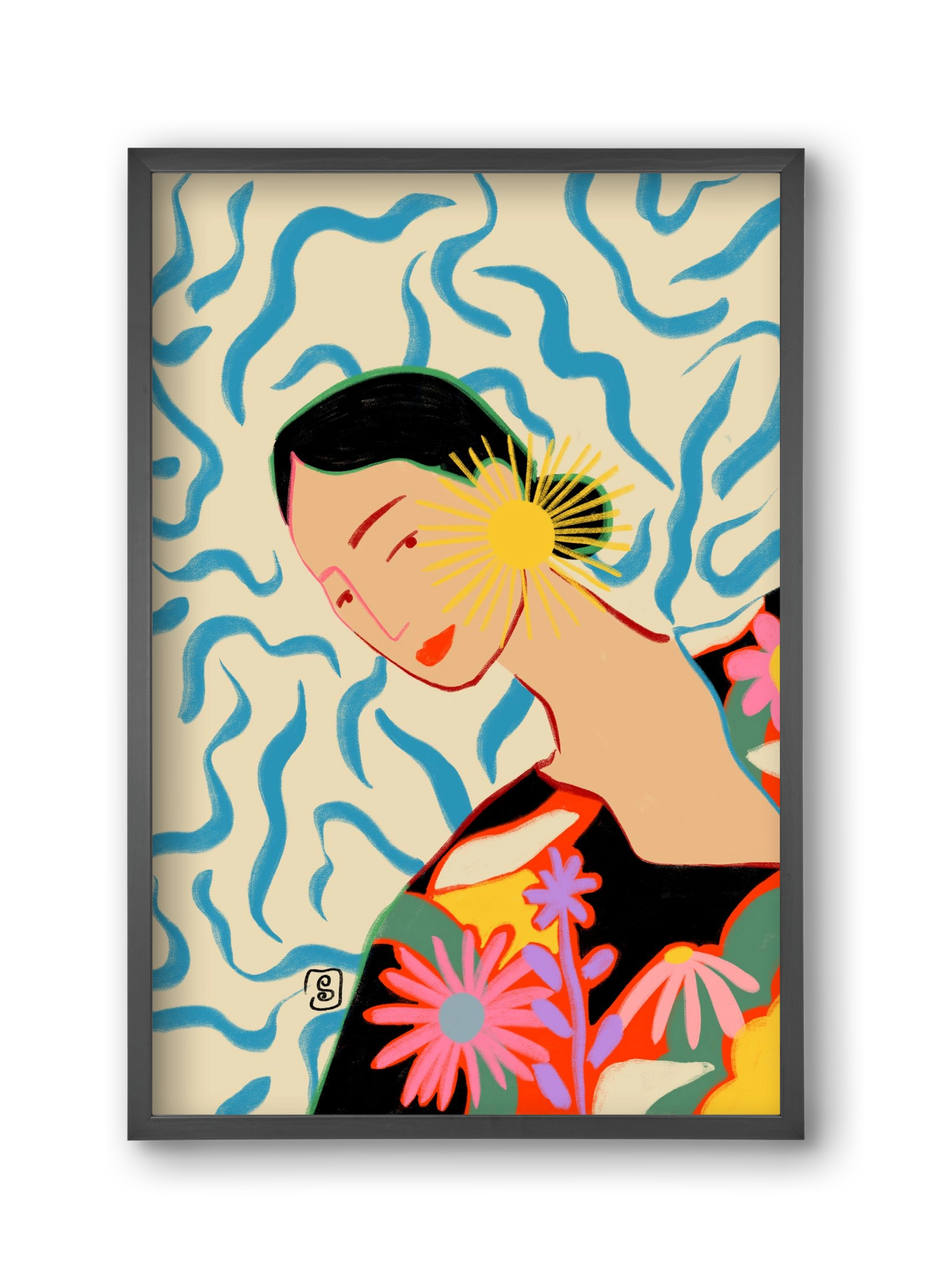 SUN AND SMILE, 30x45 cm (30x45 cm), Fekete keret