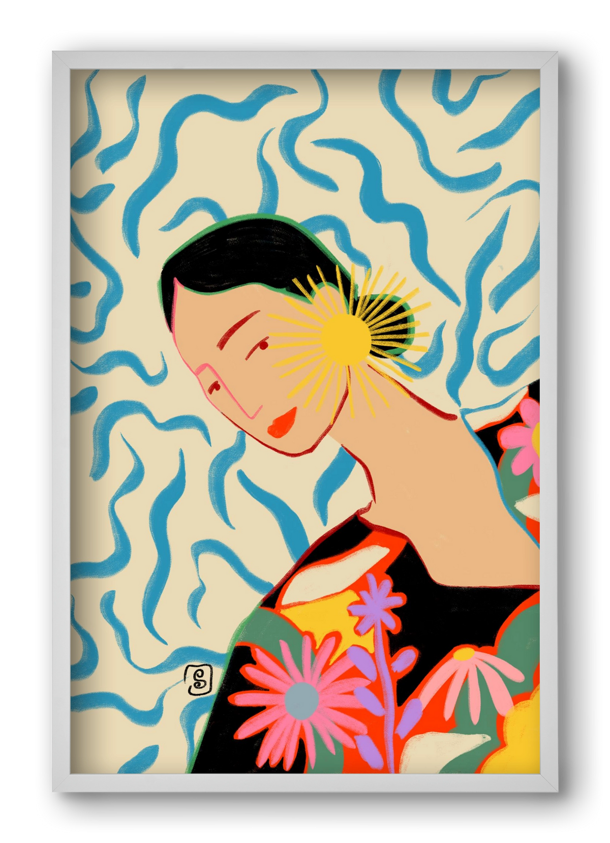 SUN AND SMILE, 40x60 cm (40x60 cm), Fehér keret