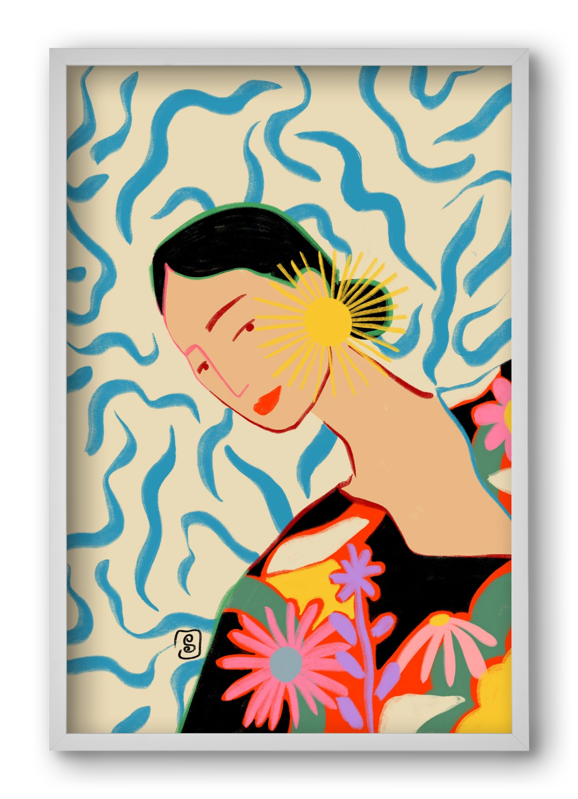 SUN AND SMILE, 40x60 cm (40x60 cm), Fehér keret