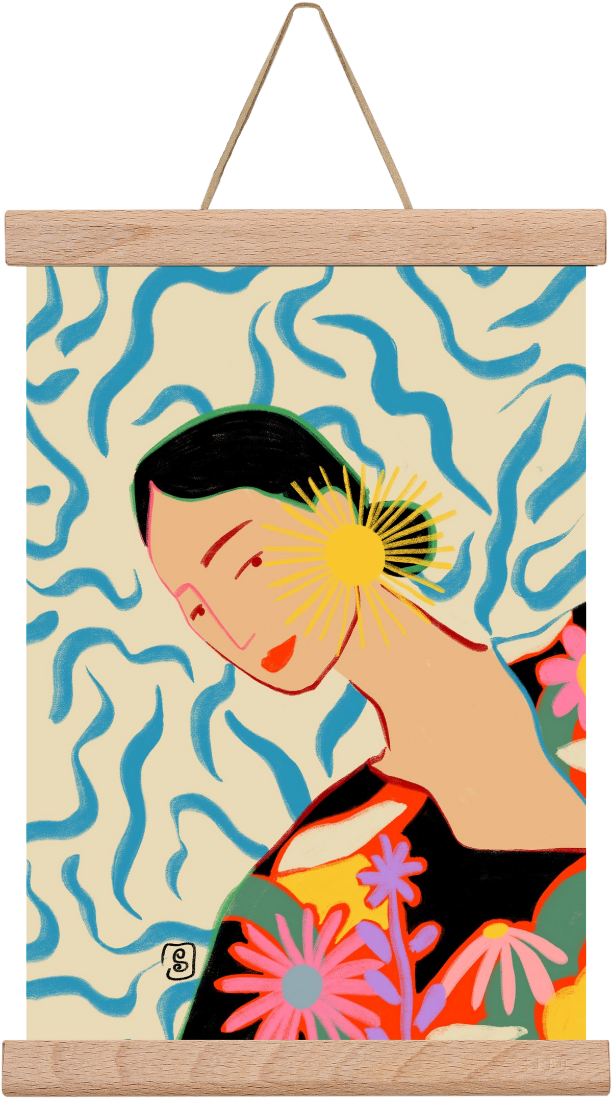 SUN AND SMILE, 20x30 cm (20x30 cm), Tölgy akasztó