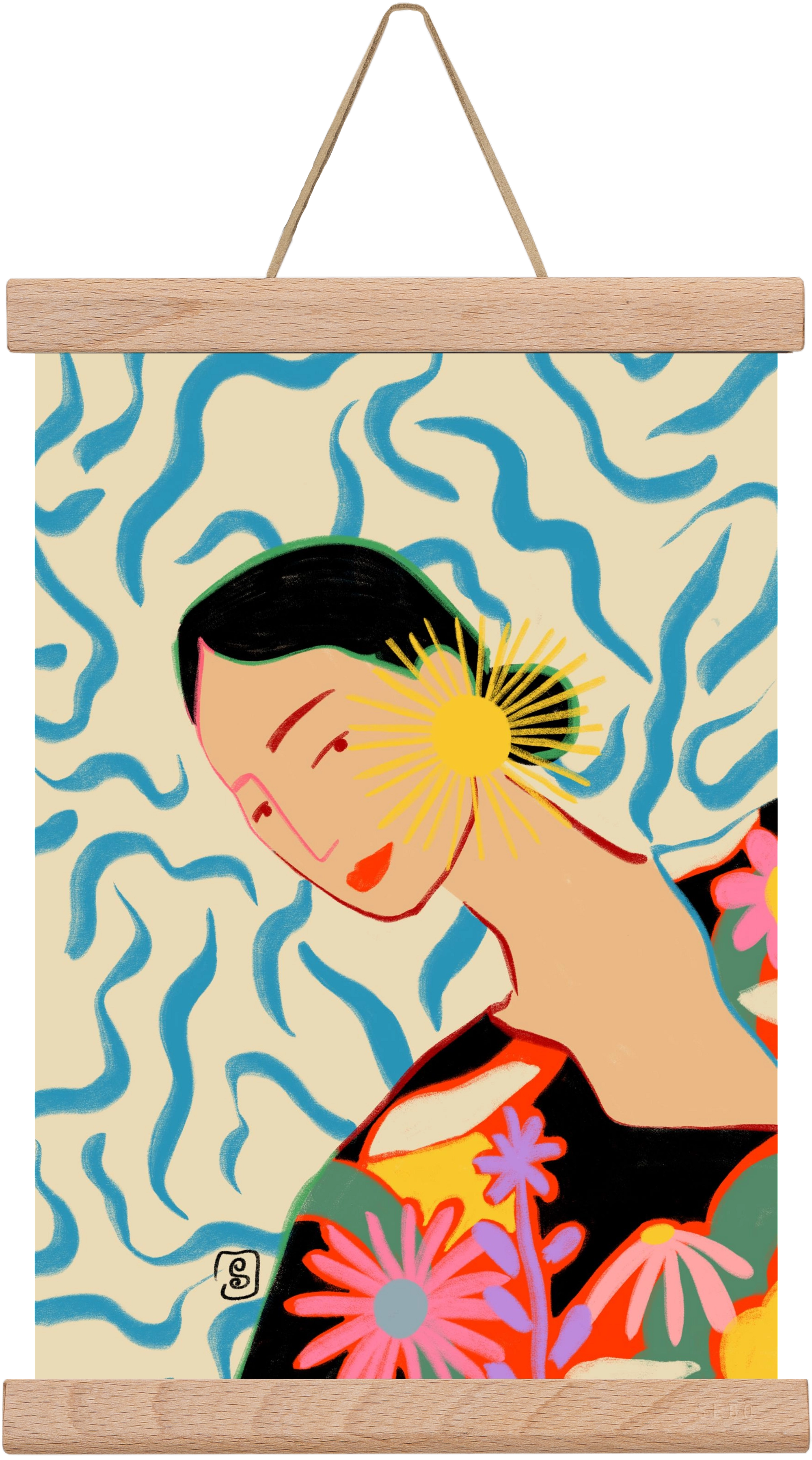 SUN AND SMILE, 20x30 cm (20x30 cm), Tölgy akasztó