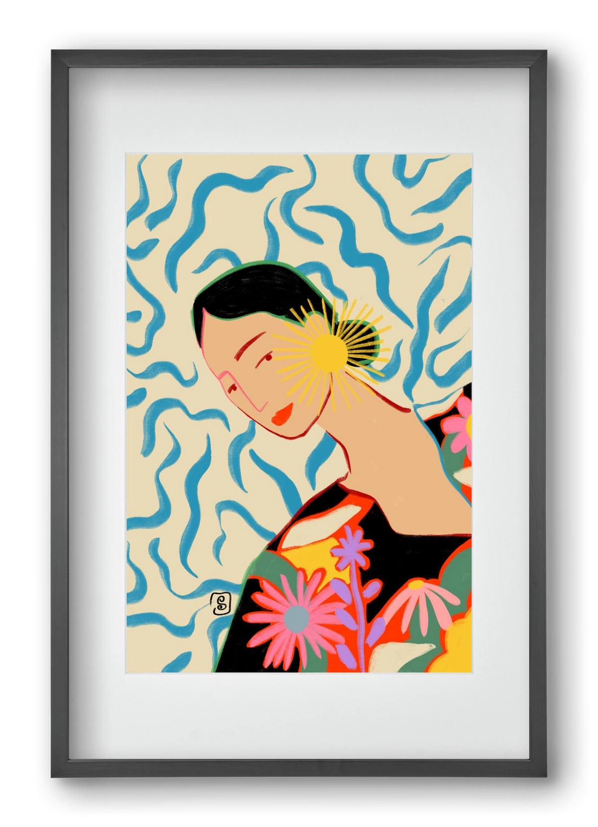 SUN AND SMILE, 40x60 cm (30x45 cm), Fekete keret, paszpartuval