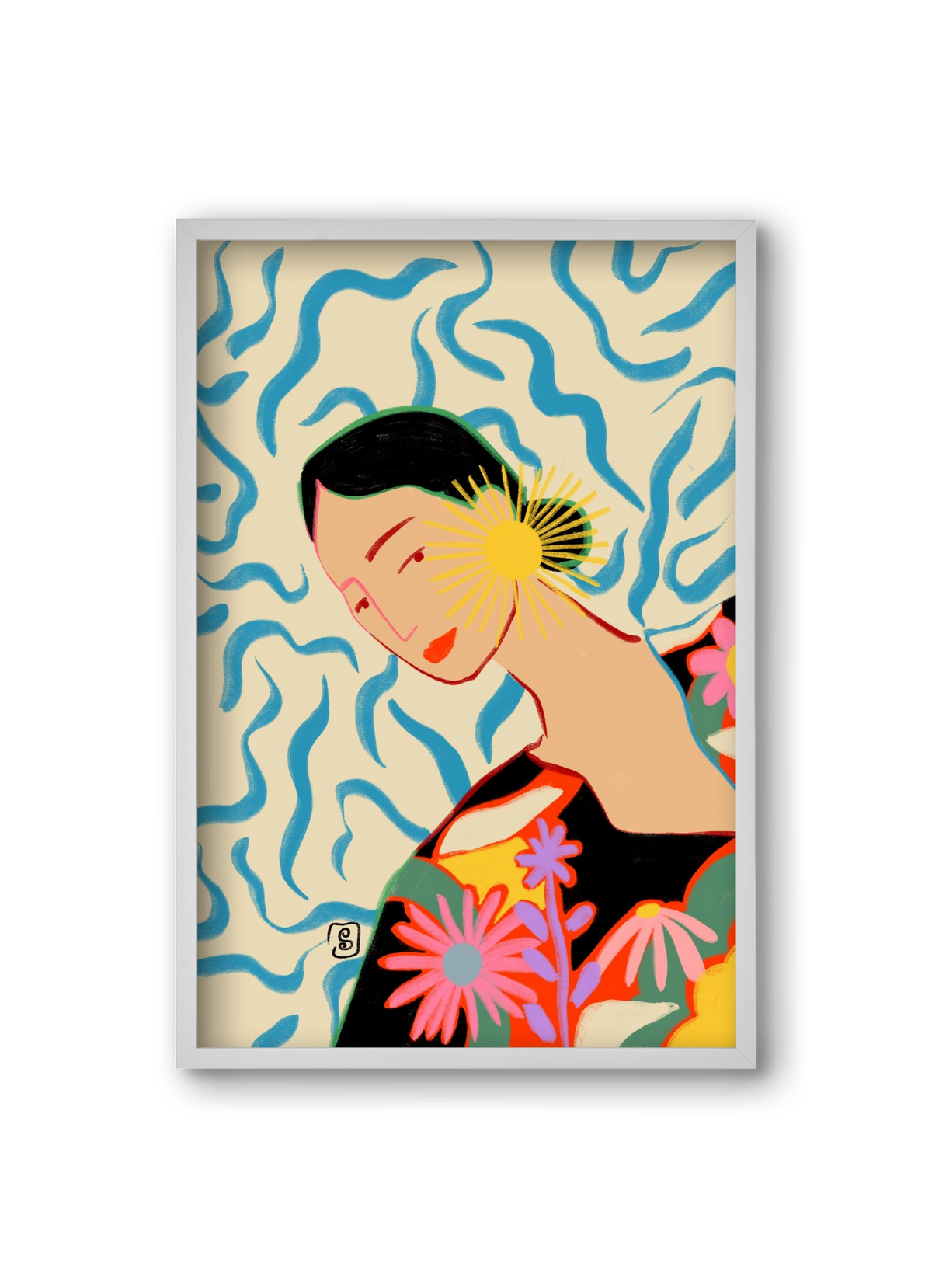 SUN AND SMILE, 20x30 cm (20x30 cm), Fehér keret