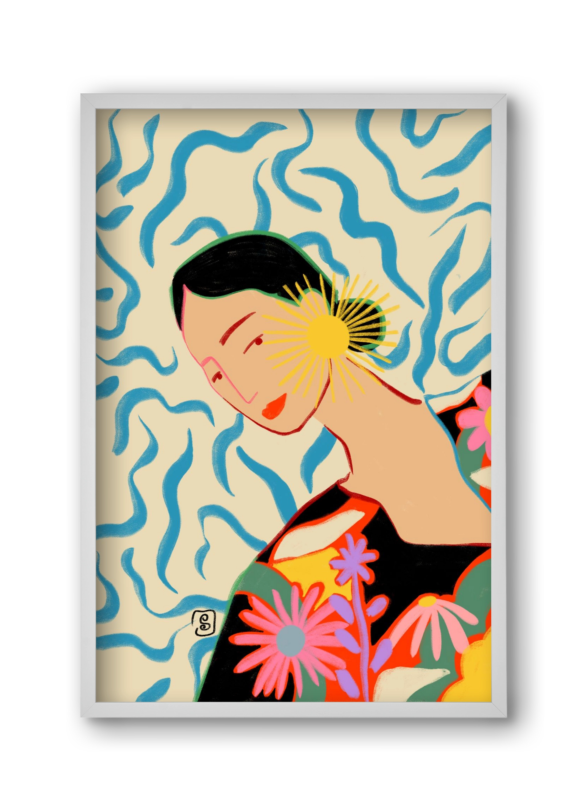 SUN AND SMILE, 30x45 cm (30x45 cm), Fehér keret