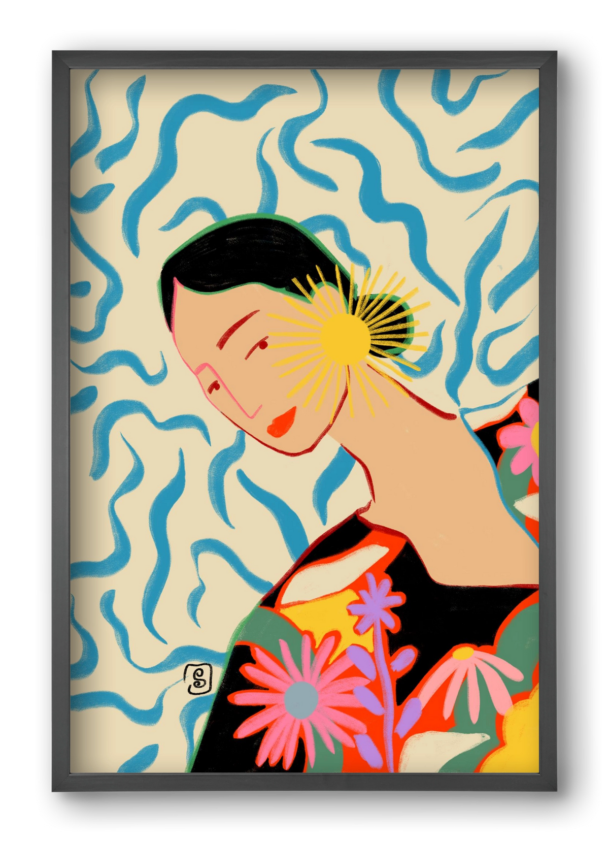 SUN AND SMILE, 40x60 cm (40x60 cm), Fekete keret