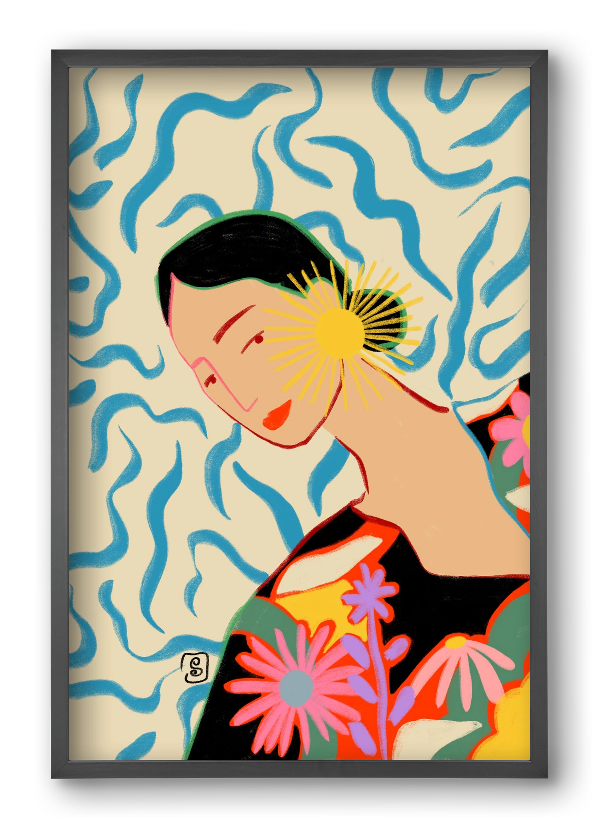 SUN AND SMILE, 40x60 cm (40x60 cm), Fekete keret