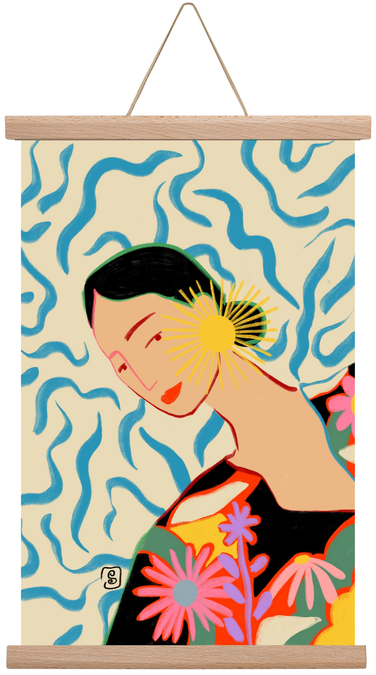 SUN AND SMILE, 30x45 cm (30x45 cm), Tölgy akasztó