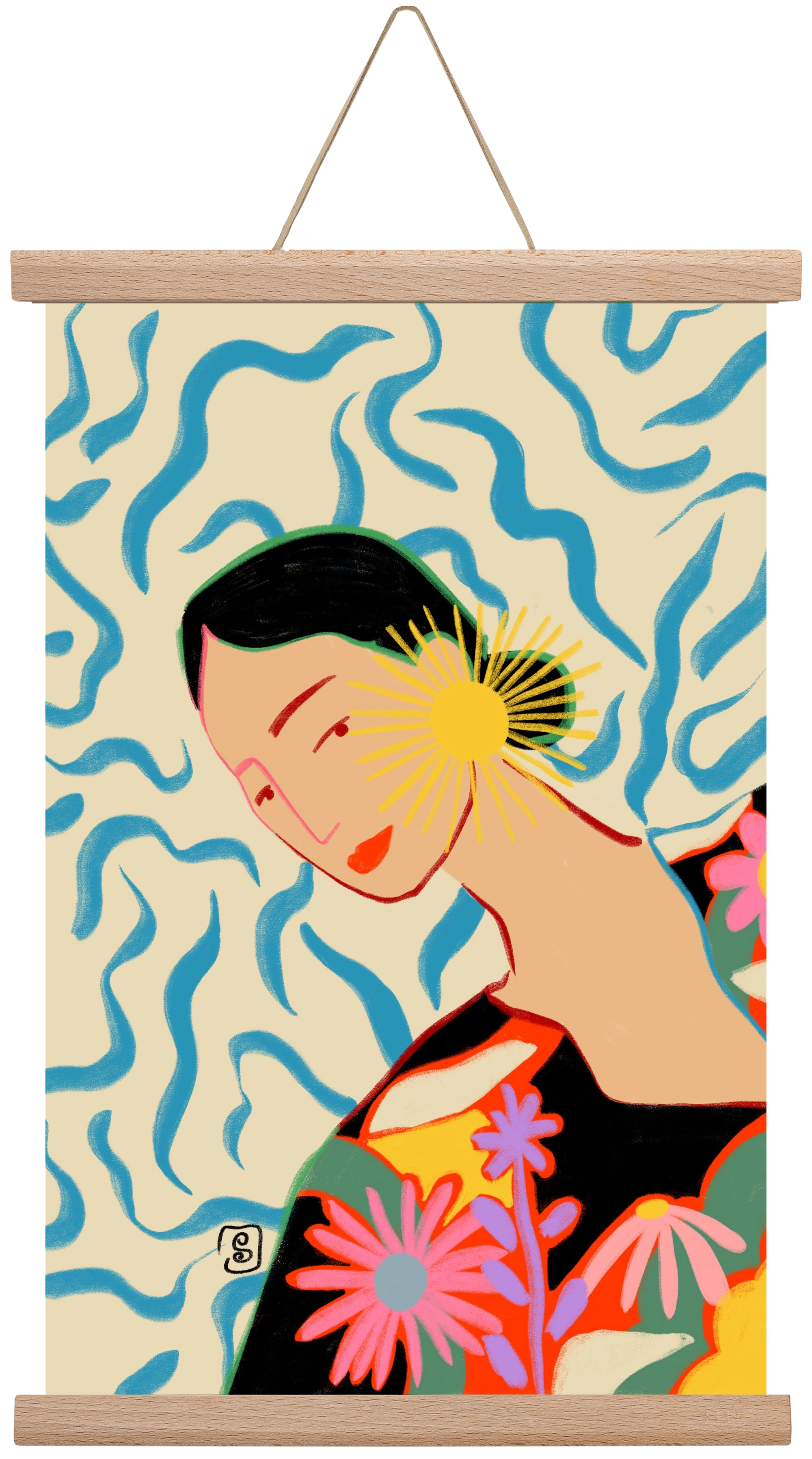 SUN AND SMILE, 30x45 cm (30x45 cm), Tölgy akasztó