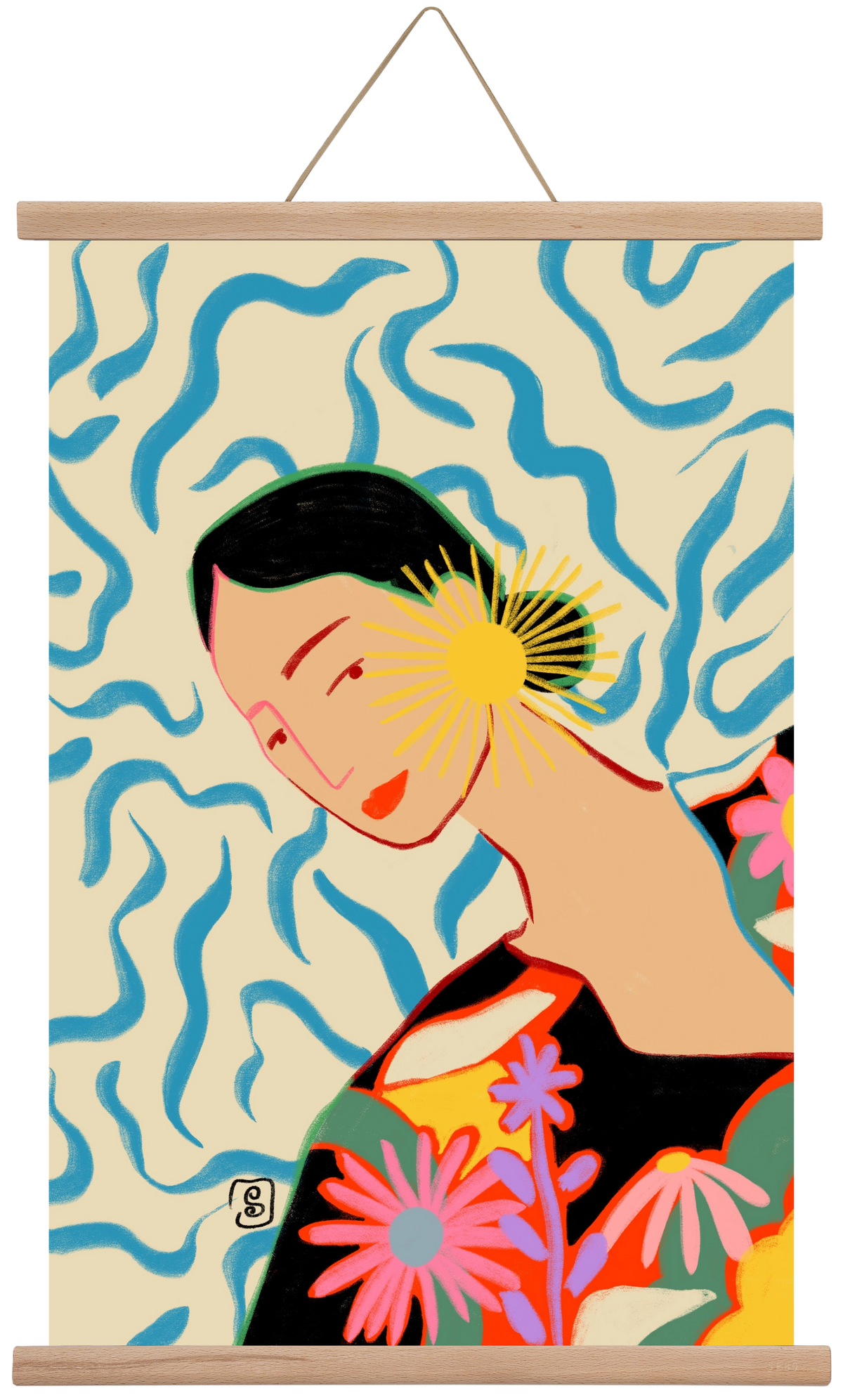 SUN AND SMILE, 40x60 cm (40x60 cm), Tölgy akasztó