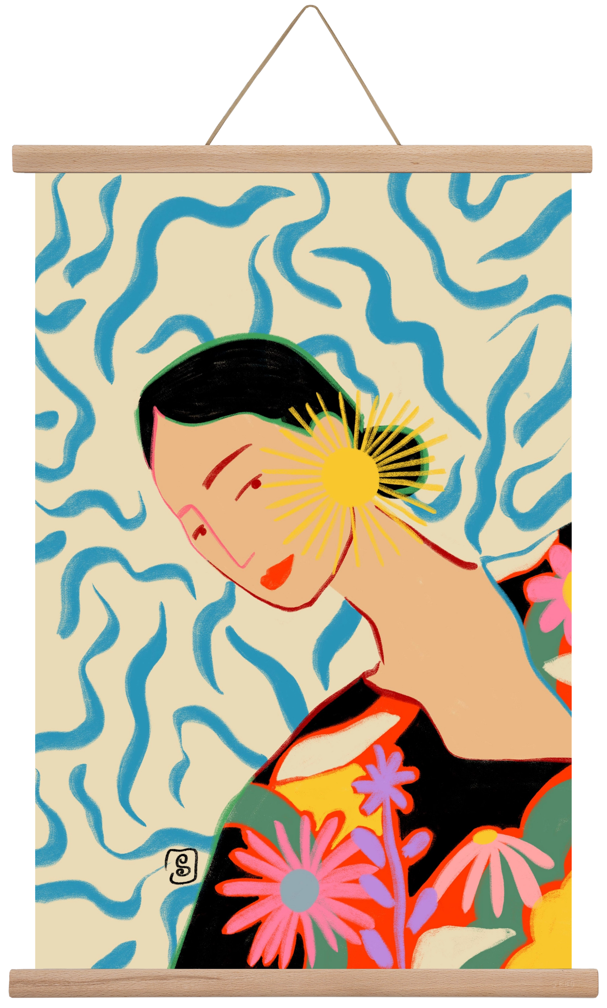 SUN AND SMILE, 40x60 cm (40x60 cm), Tölgy akasztó