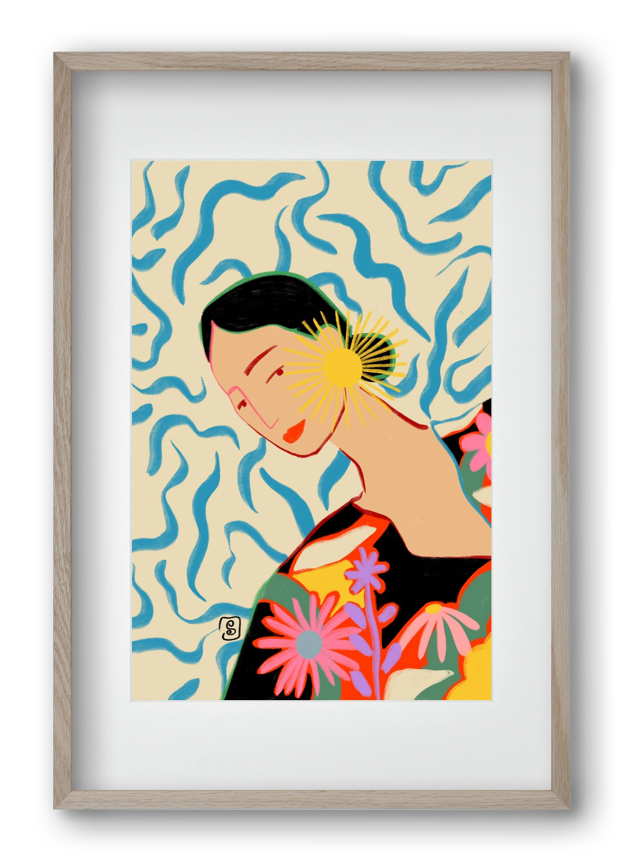 SUN AND SMILE, 40x60 cm (30x45 cm), Tölgy keret, paszpartuval