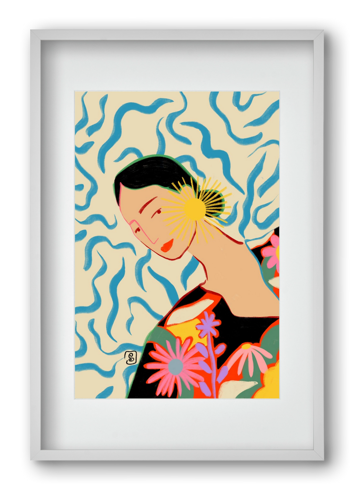 SUN AND SMILE, 40x60 cm (30x45 cm), Fehér keret, paszpartuval