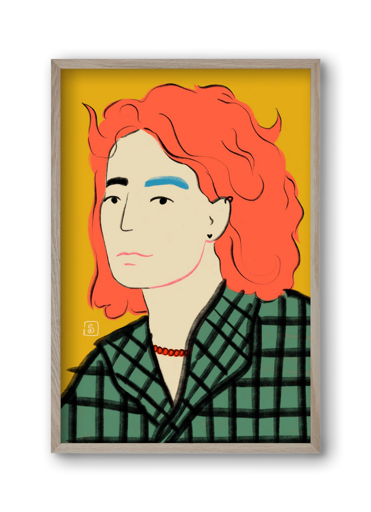 WOOL COAT GIRL, 30x45 cm (30x45 cm), Tölgy keret