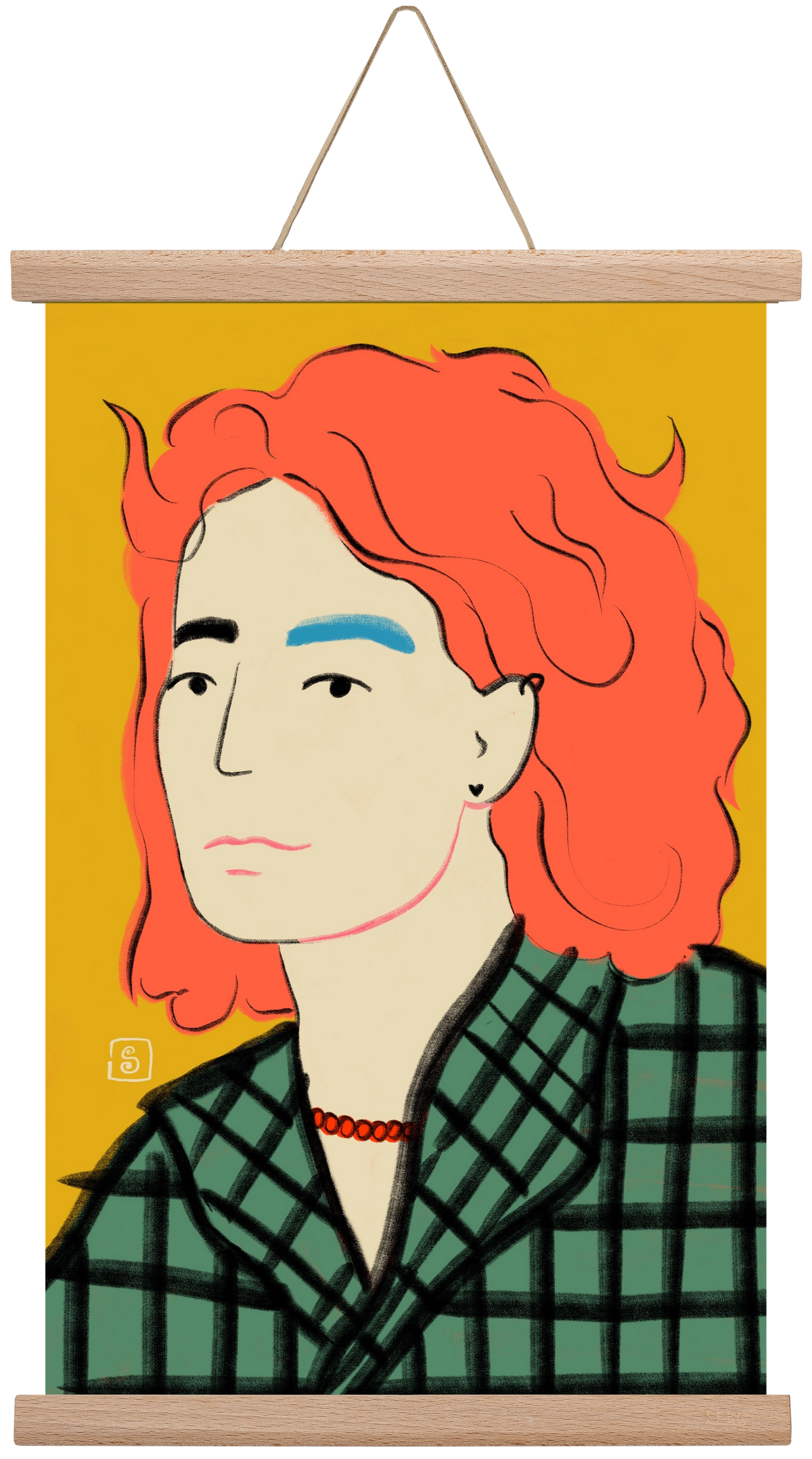 WOOL COAT GIRL, 30x45 cm (30x45 cm), Tölgy akasztó