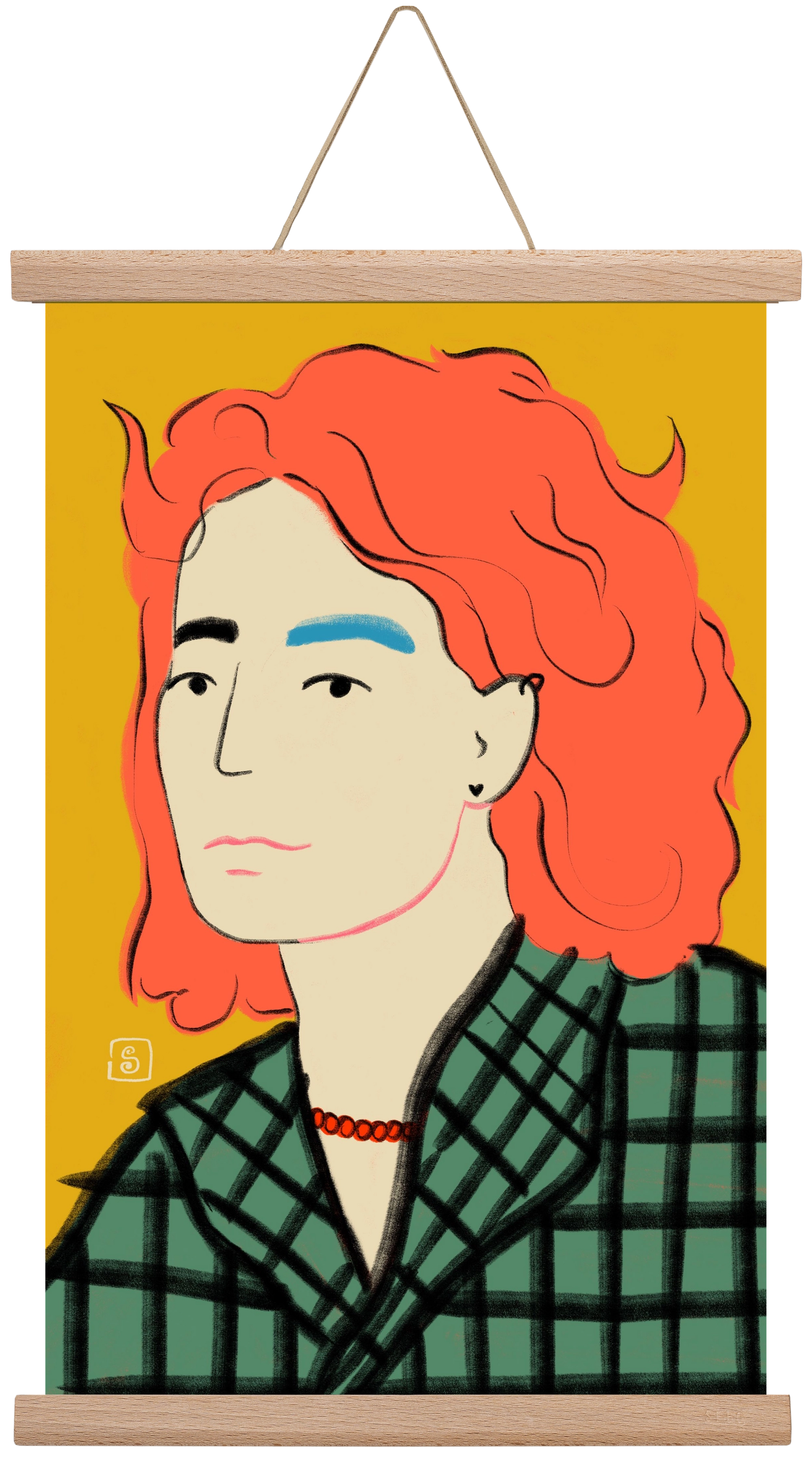 WOOL COAT GIRL, 30x45 cm (30x45 cm), Tölgy akasztó