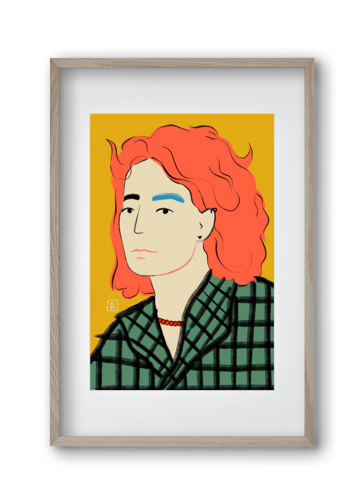 WOOL COAT GIRL, 30x45 cm (20x30 cm), Tölgy keret, paszpartuval