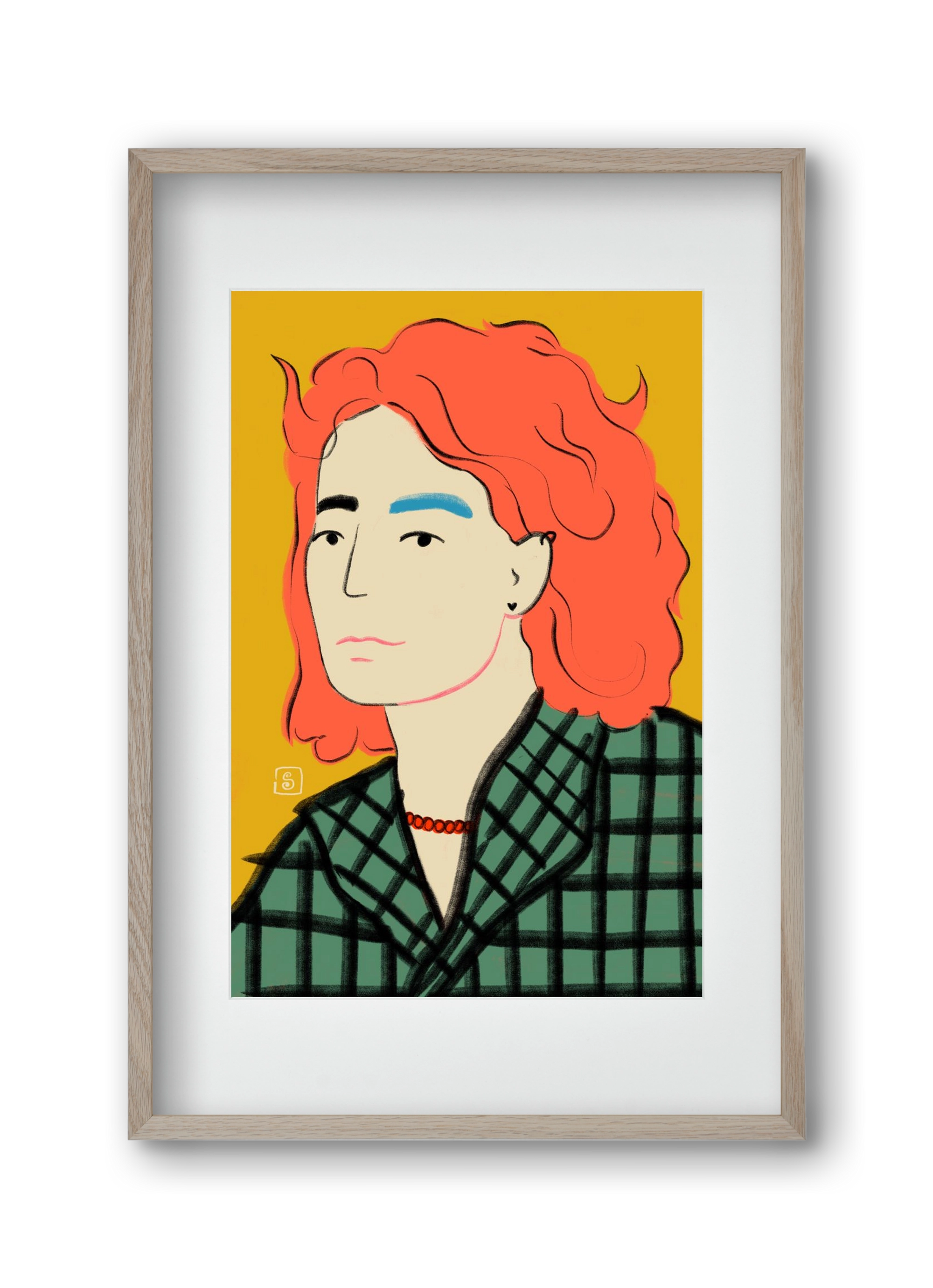 WOOL COAT GIRL, 30x45 cm (20x30 cm), Tölgy keret, paszpartuval