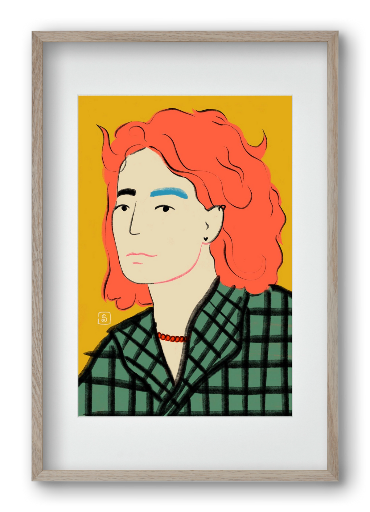 WOOL COAT GIRL, 40x60 cm (30x45 cm), Tölgy keret, paszpartuval