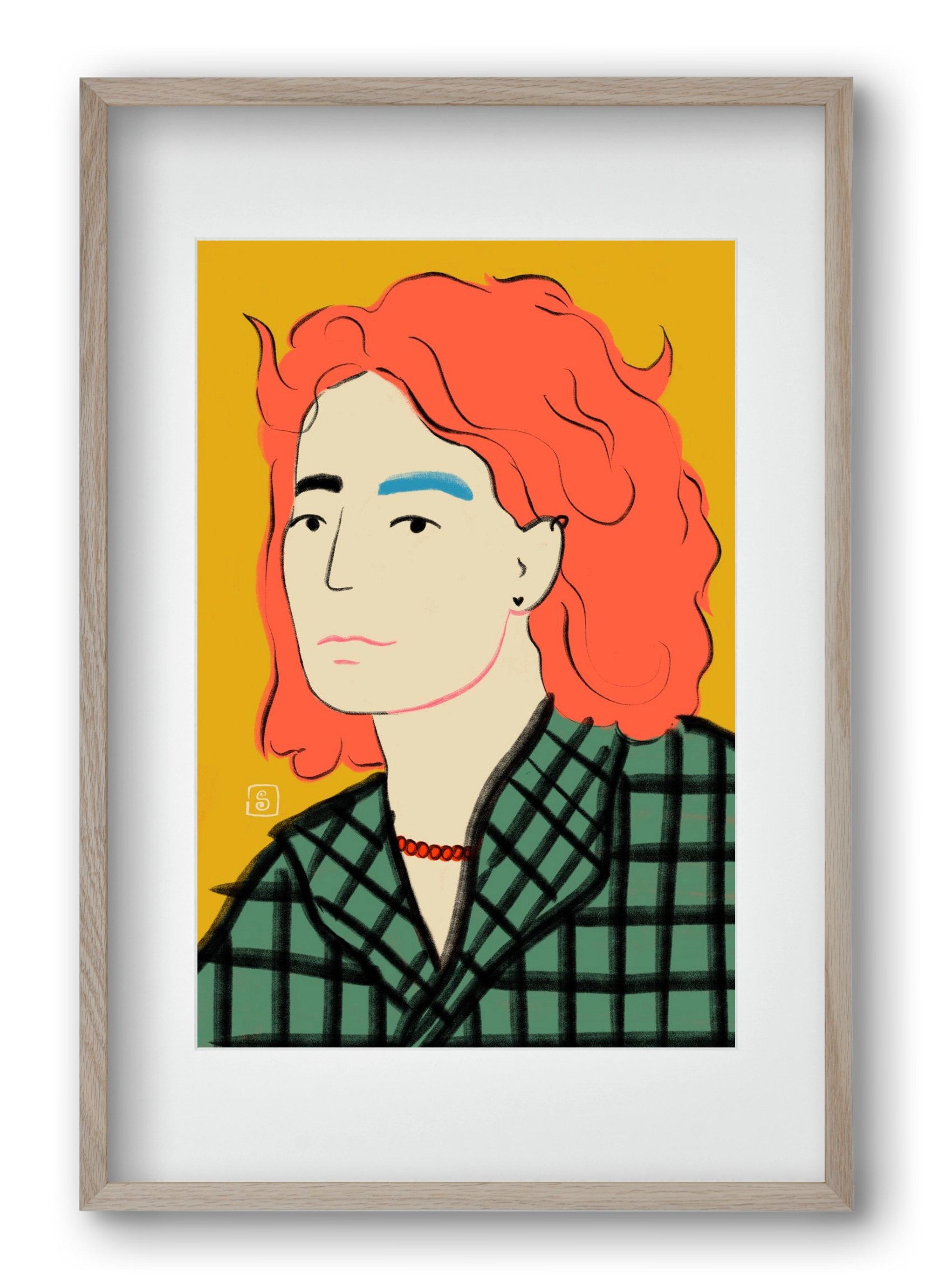 WOOL COAT GIRL, 40x60 cm (30x45 cm), Tölgy keret, paszpartuval