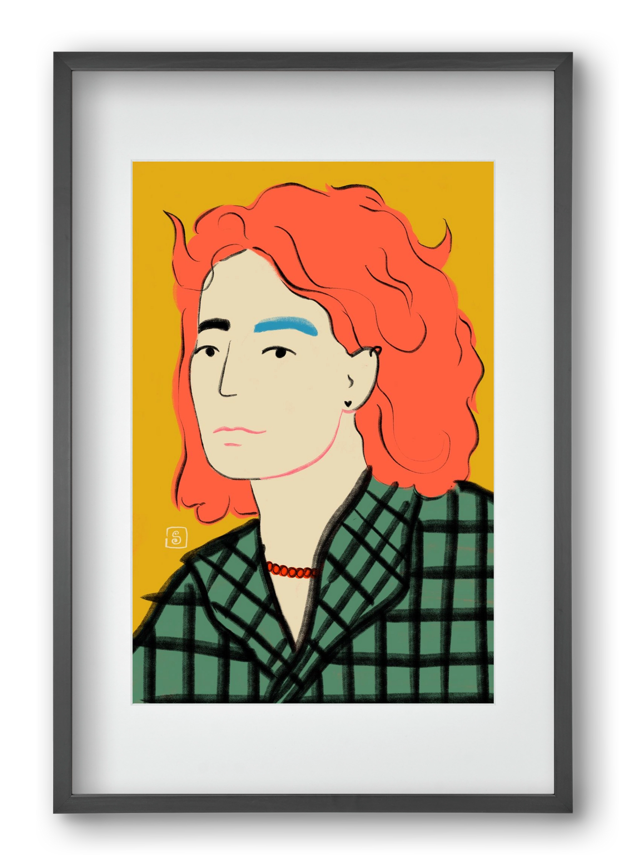 WOOL COAT GIRL, 40x60 cm (30x45 cm), Fekete keret, paszpartuval