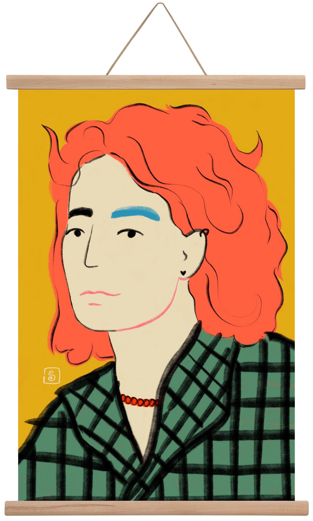 WOOL COAT GIRL, 40x60 cm (40x60 cm), Tölgy akasztó