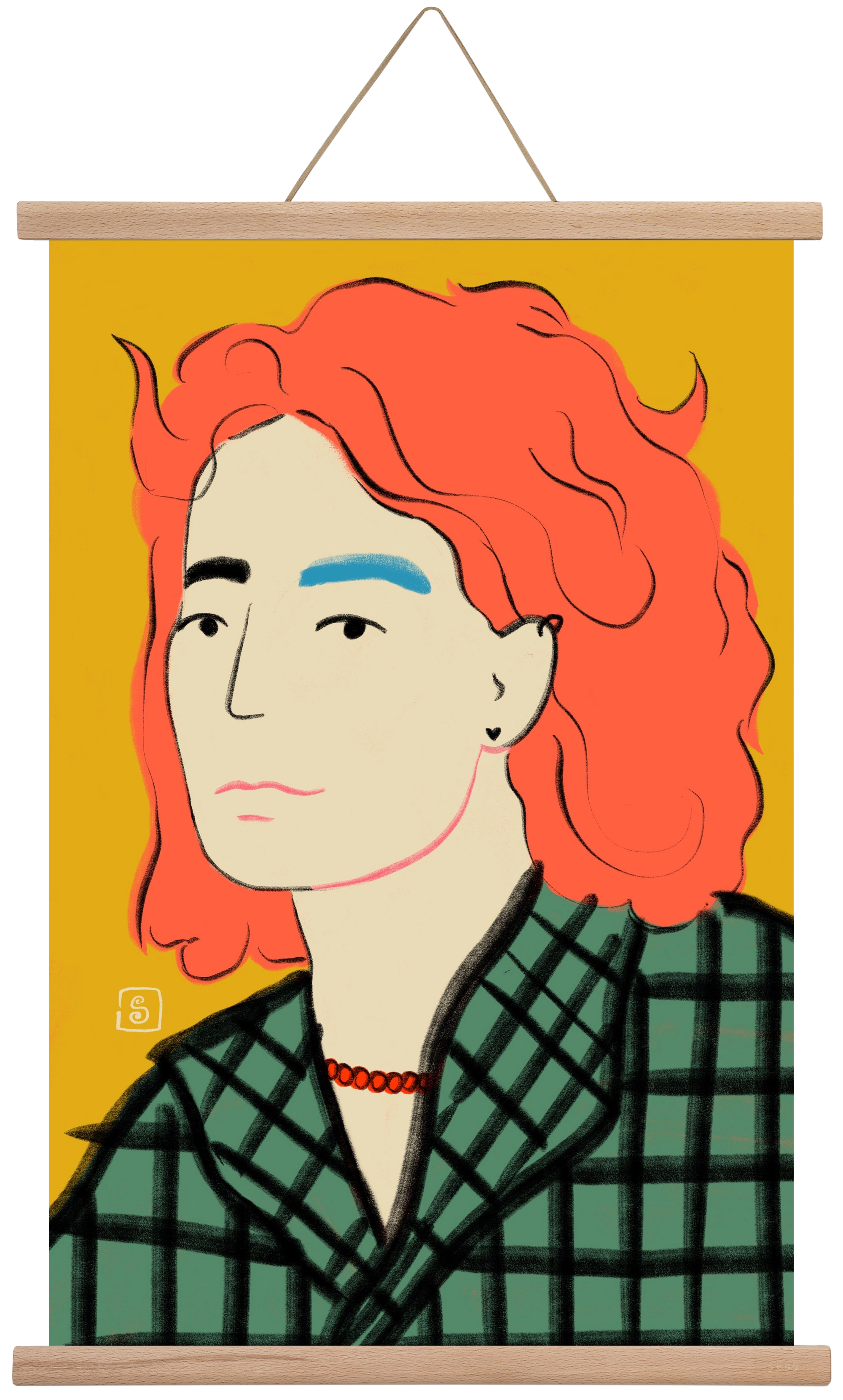 WOOL COAT GIRL, 40x60 cm (40x60 cm), Tölgy akasztó