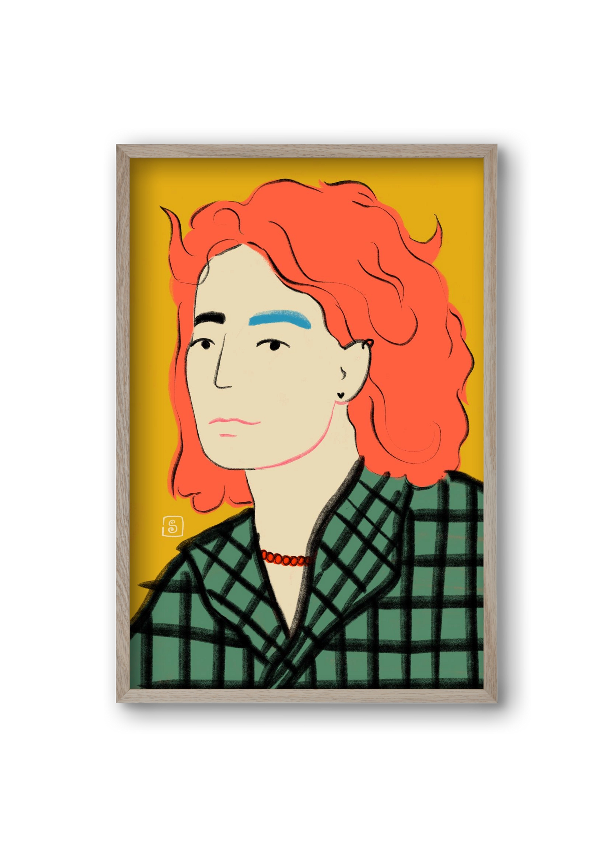 WOOL COAT GIRL, 20x30 cm (20x30 cm), Tölgy keret