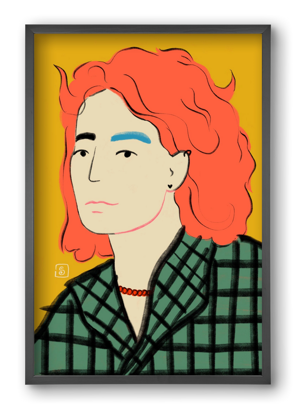 WOOL COAT GIRL, 40x60 cm (40x60 cm), Fekete keret