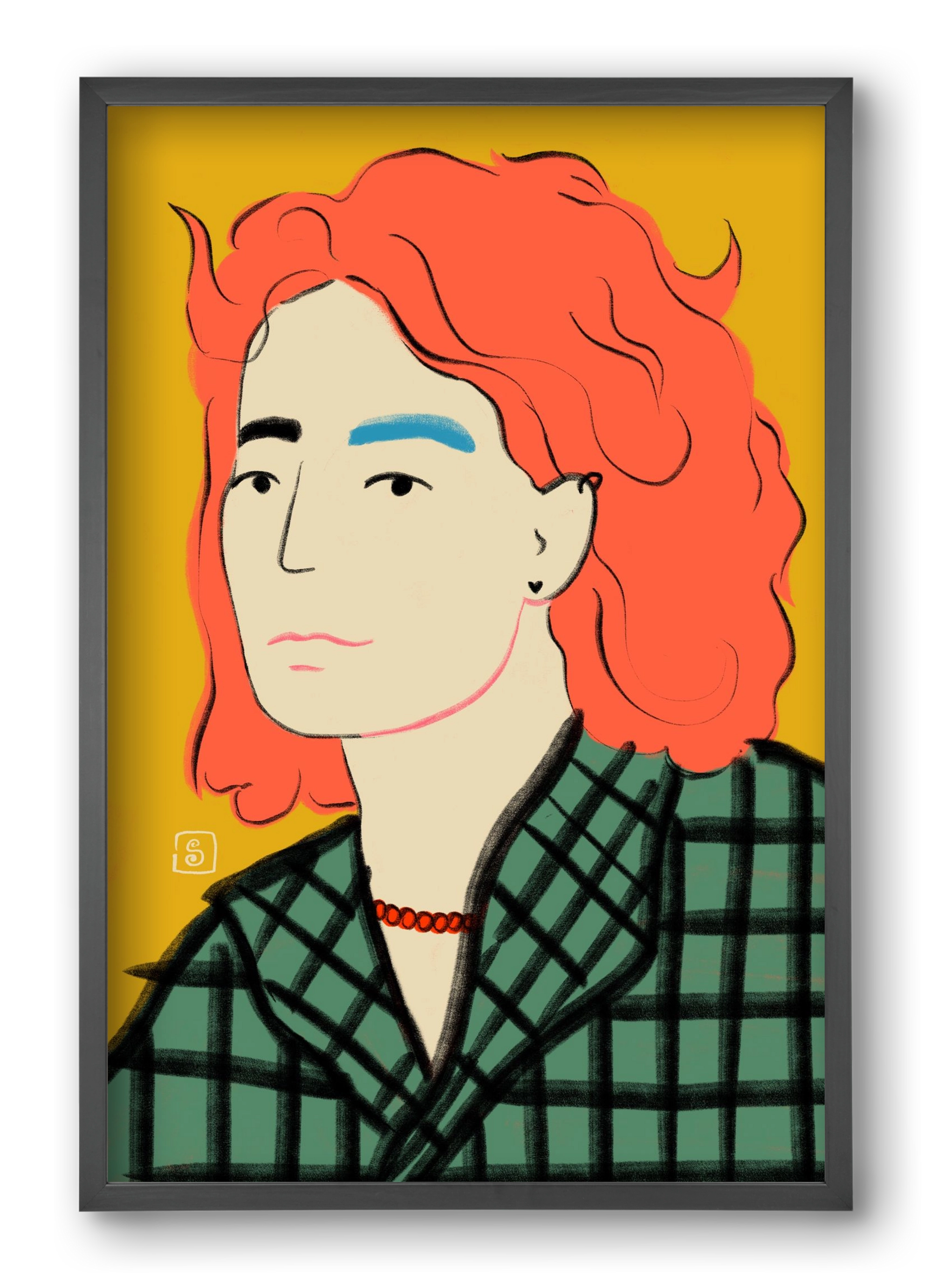 WOOL COAT GIRL, 40x60 cm (40x60 cm), Fekete keret