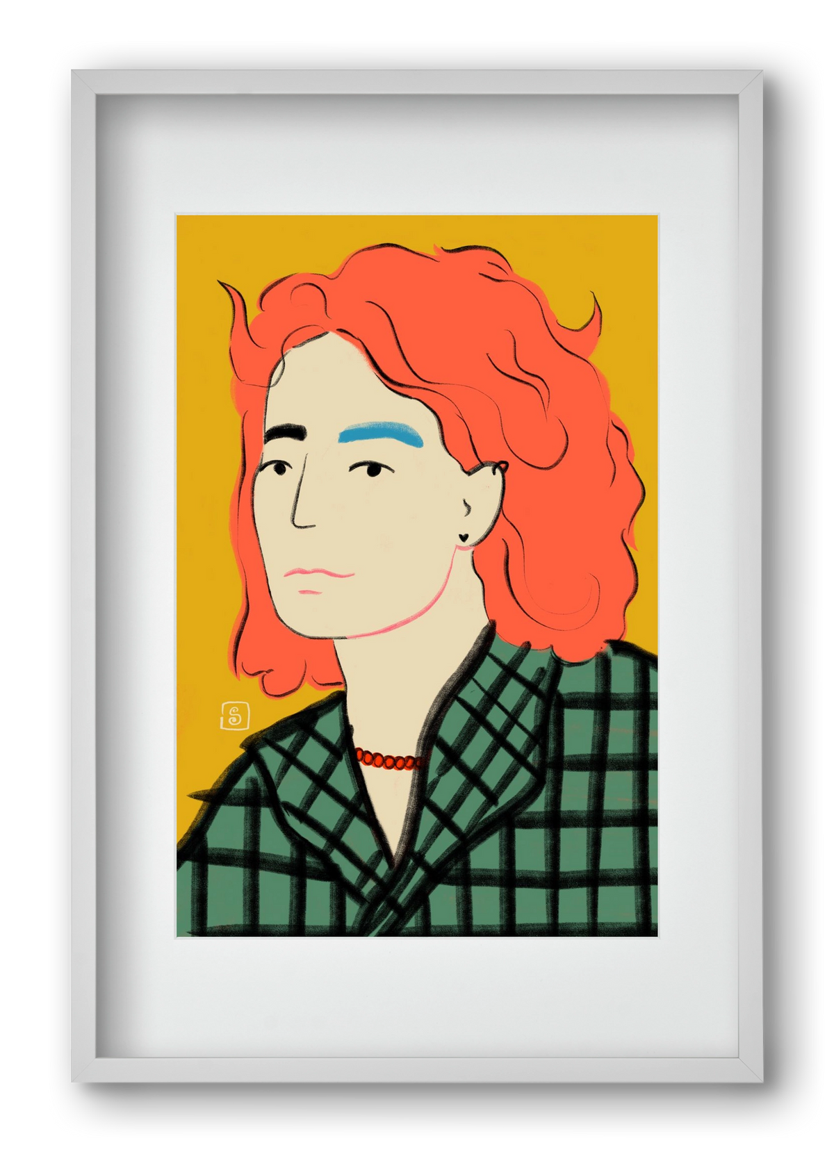 WOOL COAT GIRL, 40x60 cm (30x45 cm), Fehér keret, paszpartuval