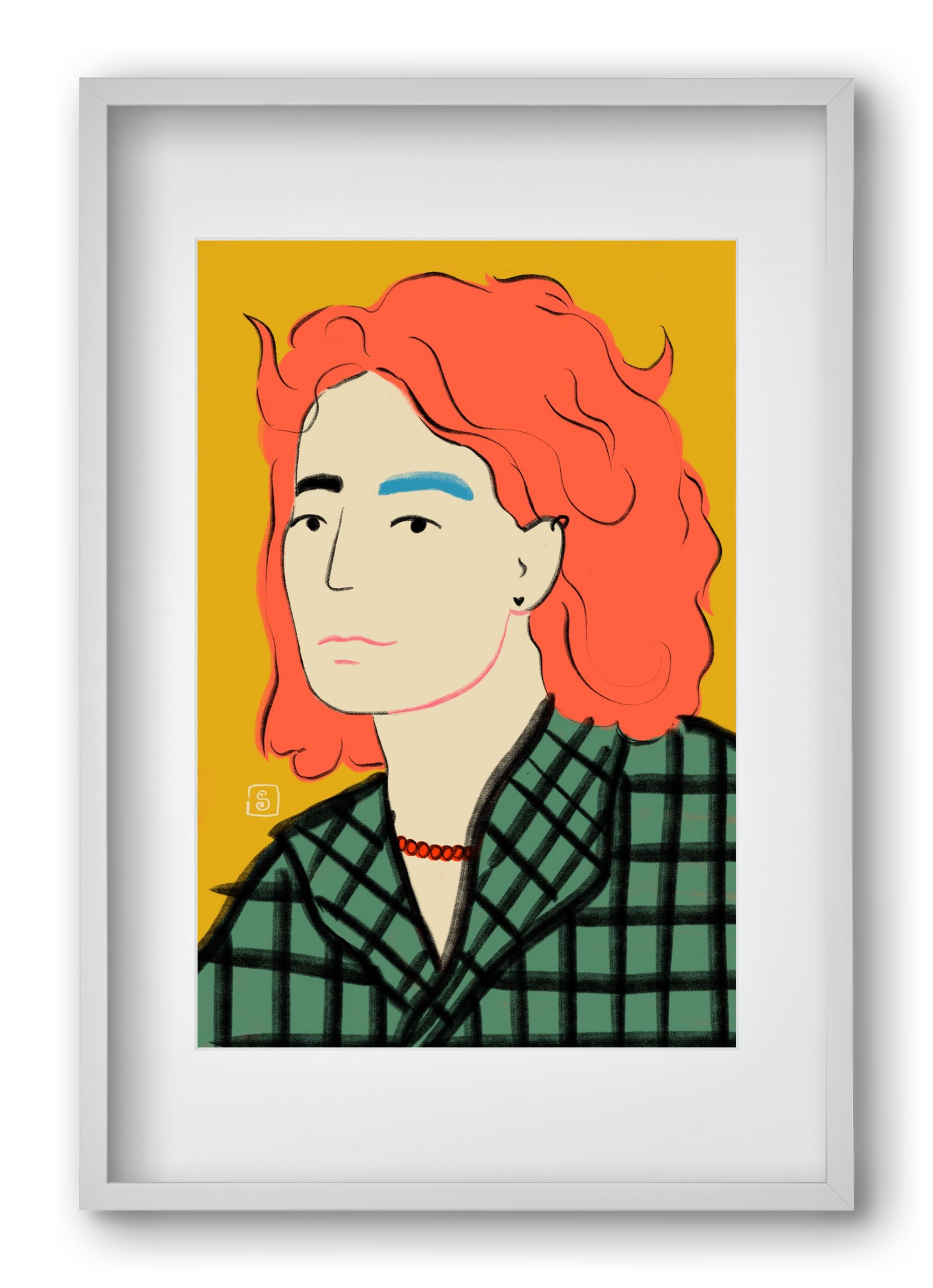 WOOL COAT GIRL, 40x60 cm (30x45 cm), Fehér keret, paszpartuval