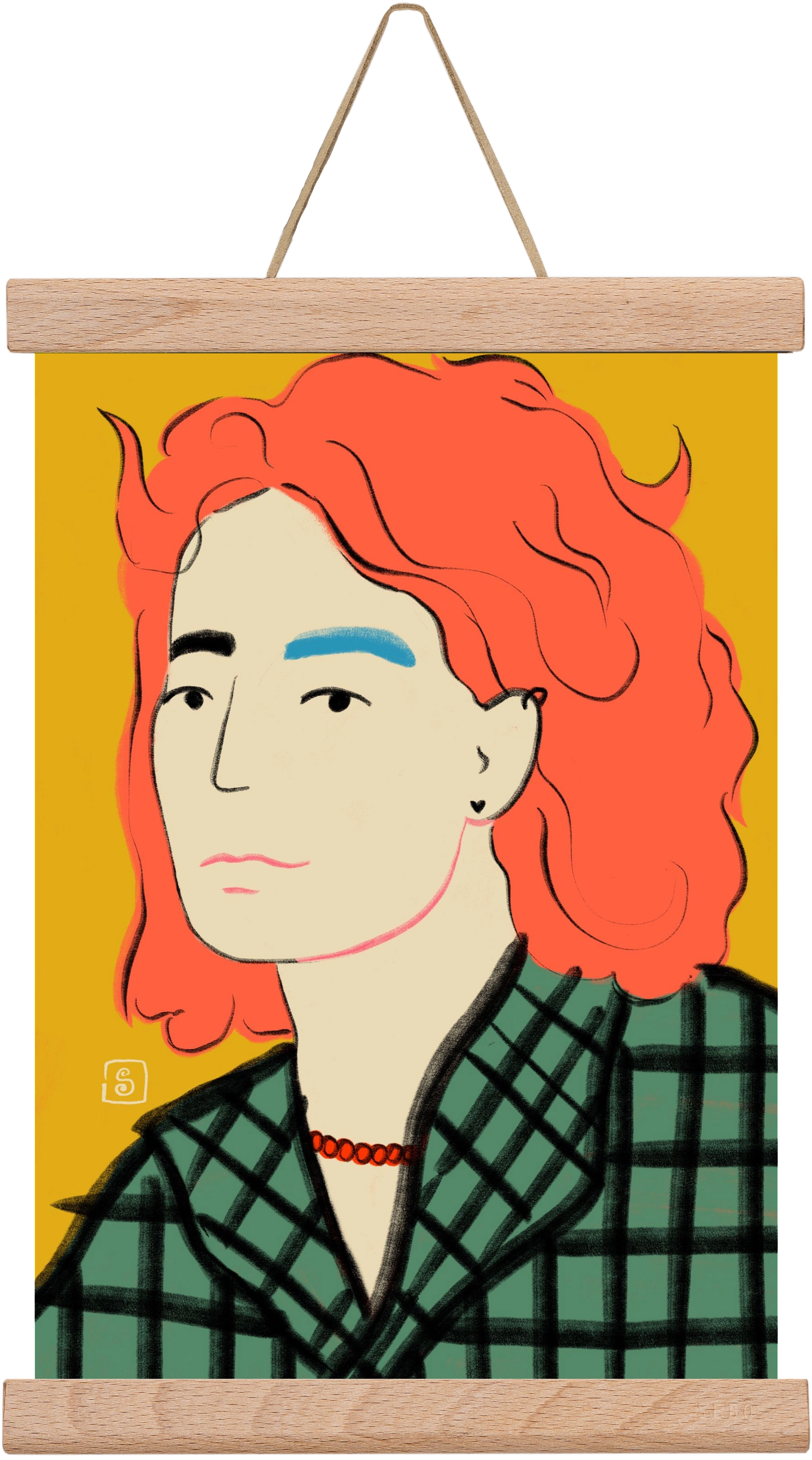 WOOL COAT GIRL, 20x30 cm (20x30 cm), Tölgy akasztó