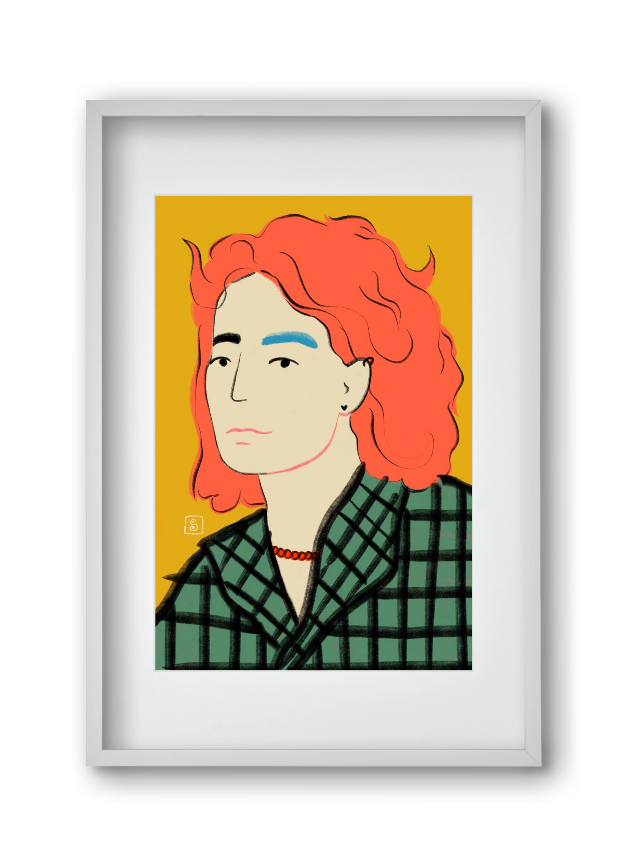 WOOL COAT GIRL, 30x45 cm (20x30 cm), Fehér keret, paszpartuval