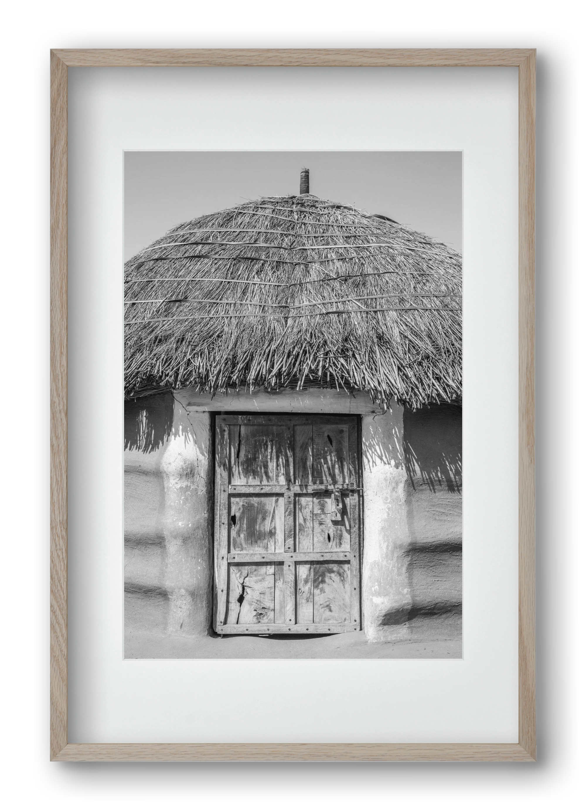mud hut, 40x60 cm (30x45 cm), Tölgy keret, paszpartuval