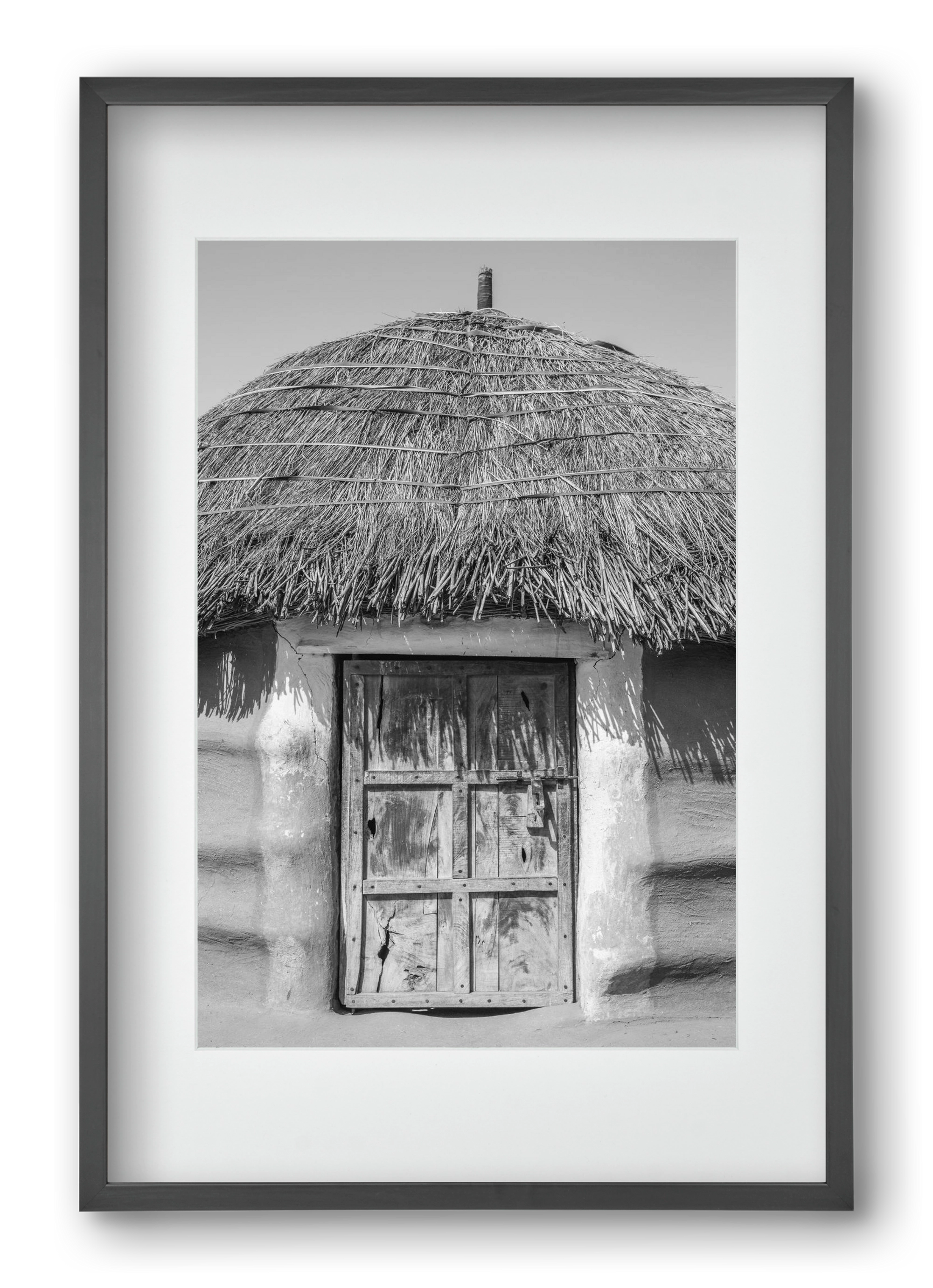 mud hut, 40x60 cm (30x45 cm), Fekete keret, paszpartuval