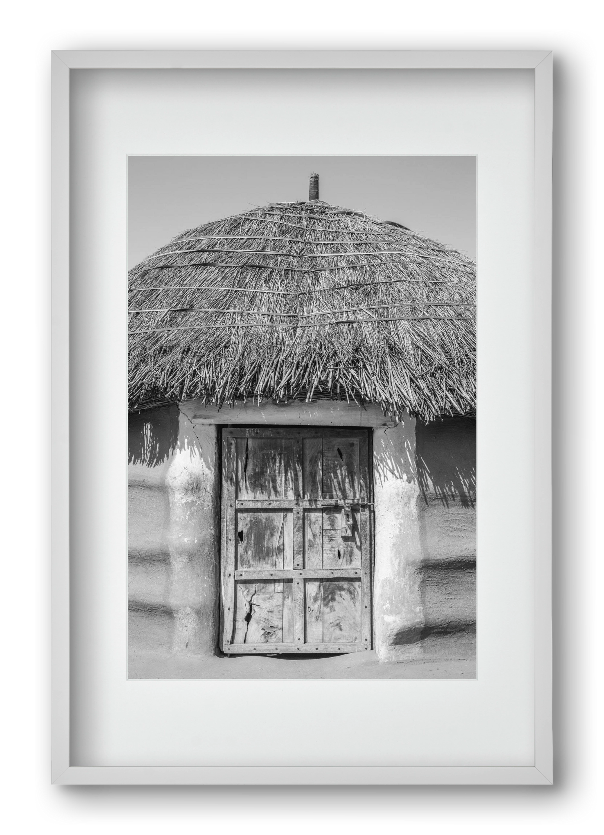 mud hut, 40x60 cm (30x45 cm), Fehér keret, paszpartuval