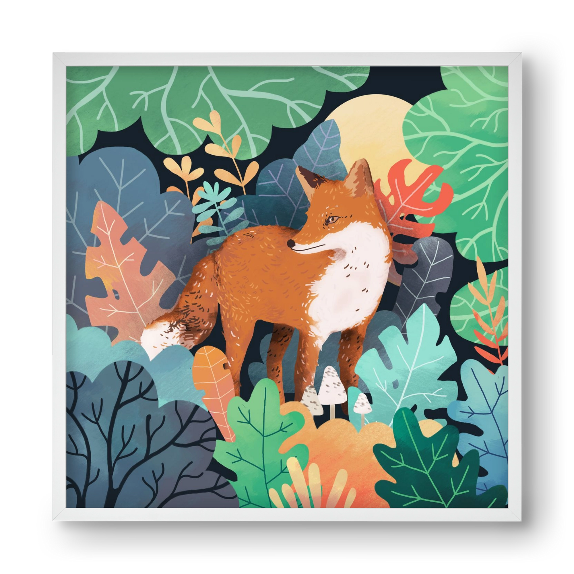 Mágikus Erdő, 40x40 cm (40x40 cm), Fehér keret