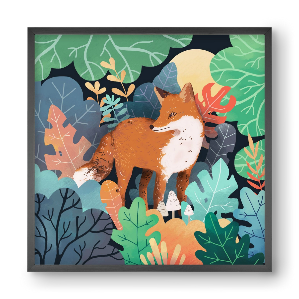 Mágikus Erdő, 40x40 cm (40x40 cm), Fekete keret