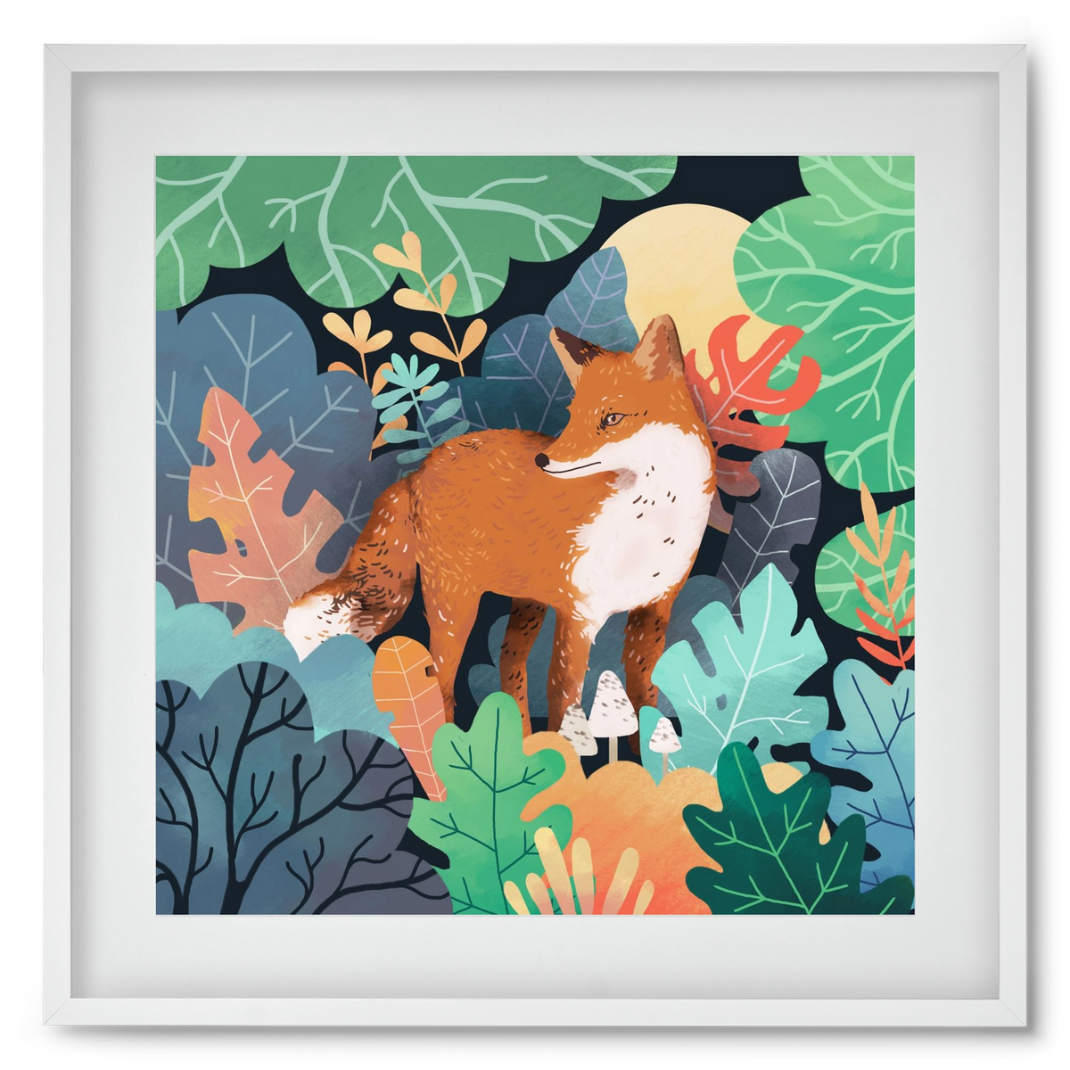 Mágikus Erdő, 50x50 cm (40x40 cm), Fehér keret, paszpartuval