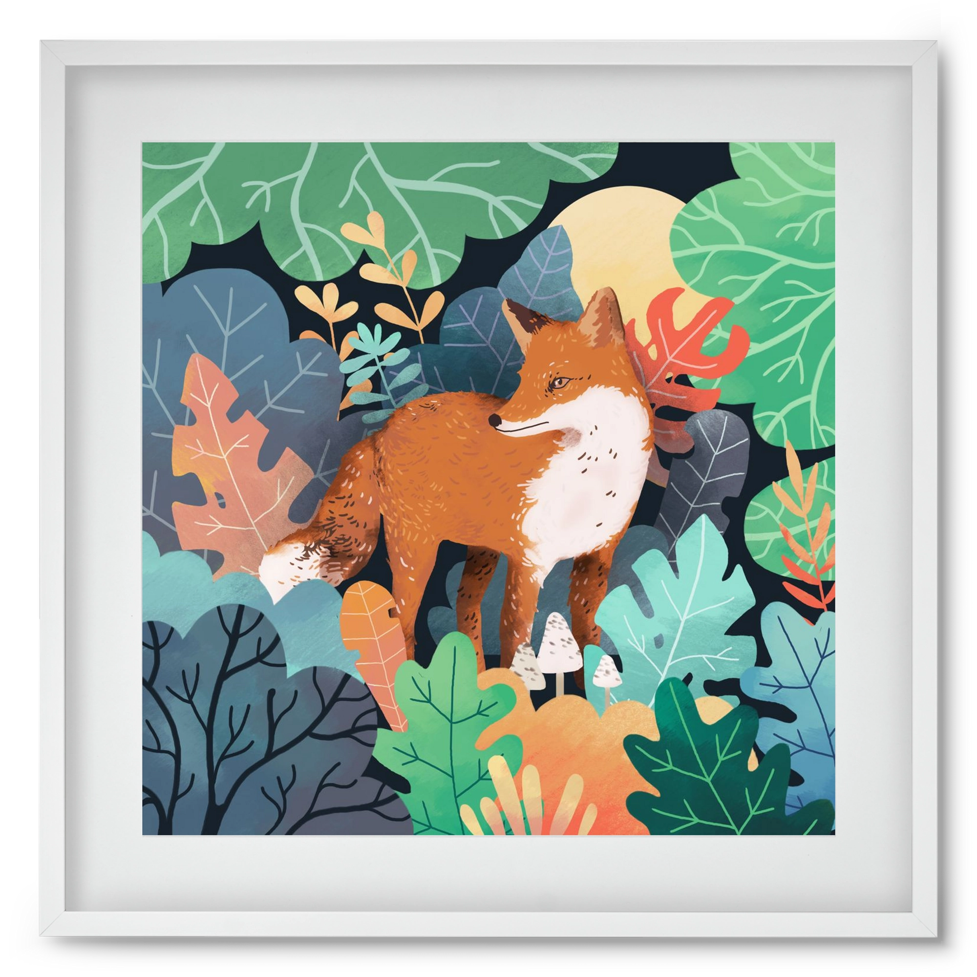 Mágikus Erdő, 50x50 cm (40x40 cm), Fehér keret, paszpartuval