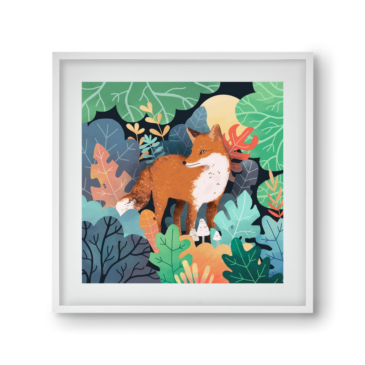 Mágikus Erdő, 30x30 cm (20x20 cm), Fehér keret, paszpartuval