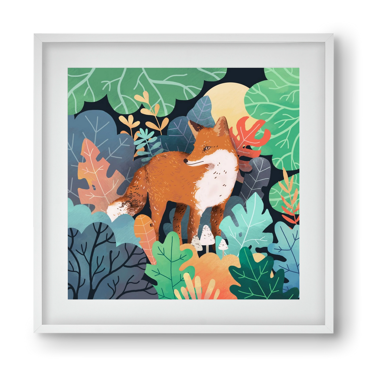 Mágikus Erdő, 40x40 cm (30x30 cm), Fehér keret, paszpartuval
