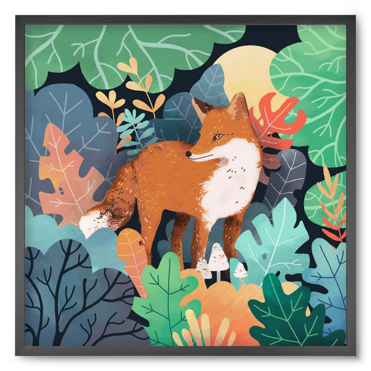 Mágikus Erdő, 50x50 cm (50x50 cm), Fekete keret