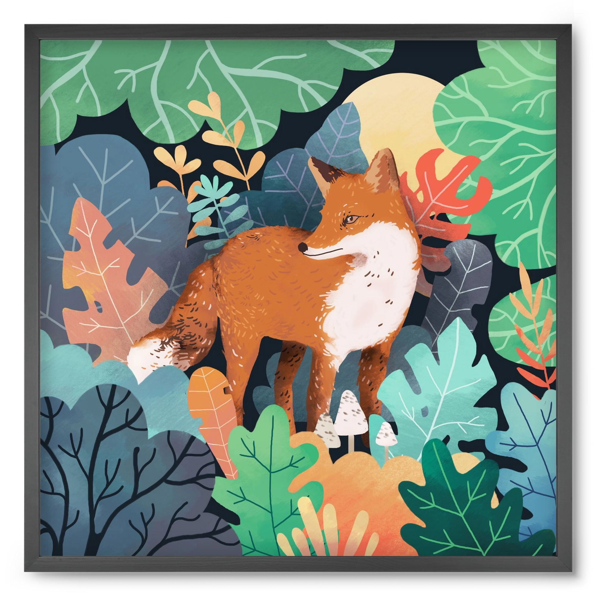 Mágikus Erdő, 50x50 cm (50x50 cm), Fekete keret