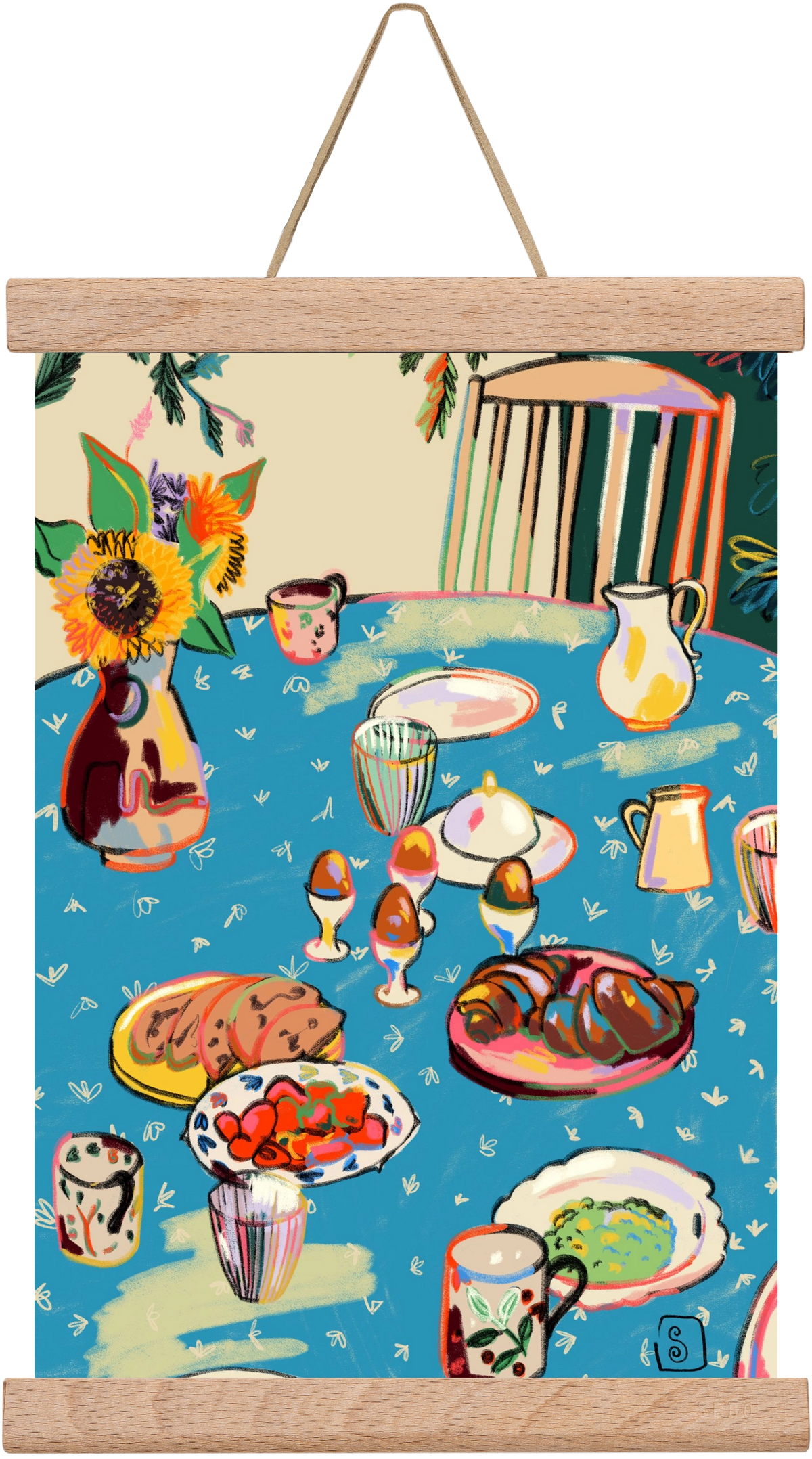 BREAKFAST IN THE GARDEN, 20x30 cm (20x30 cm), Tölgy akasztó