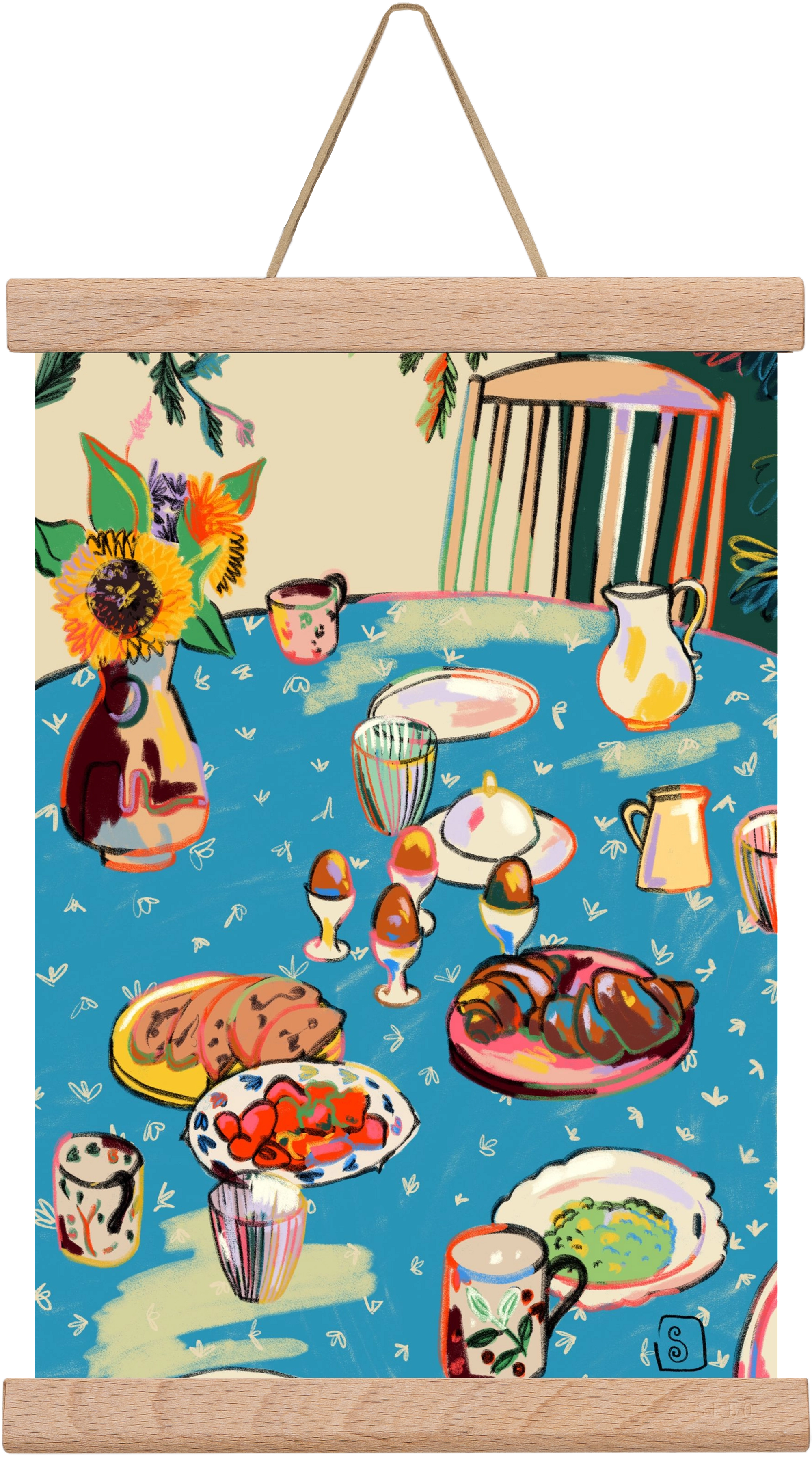 BREAKFAST IN THE GARDEN, 20x30 cm (20x30 cm), Tölgy akasztó