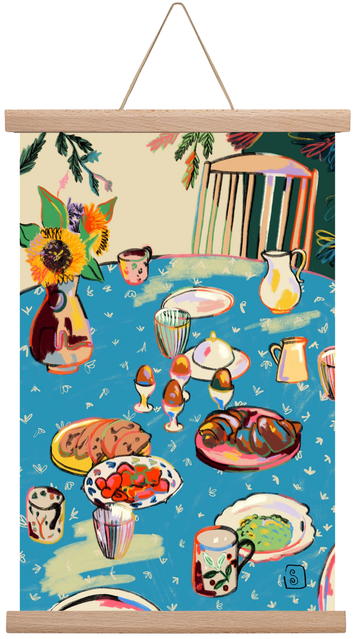 BREAKFAST IN THE GARDEN, 30x45 cm (30x45 cm), Tölgy akasztó