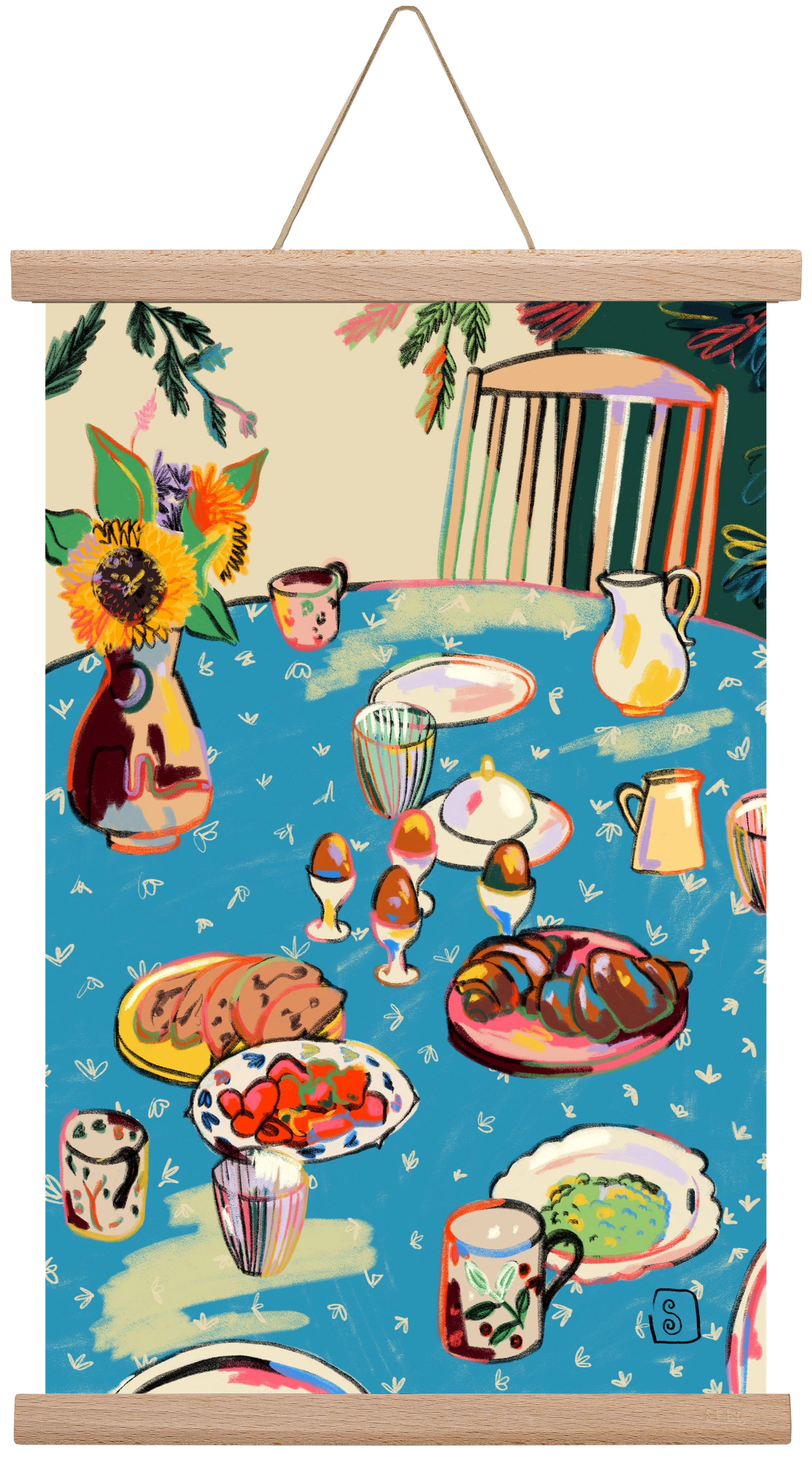 BREAKFAST IN THE GARDEN, 30x45 cm (30x45 cm), Tölgy akasztó